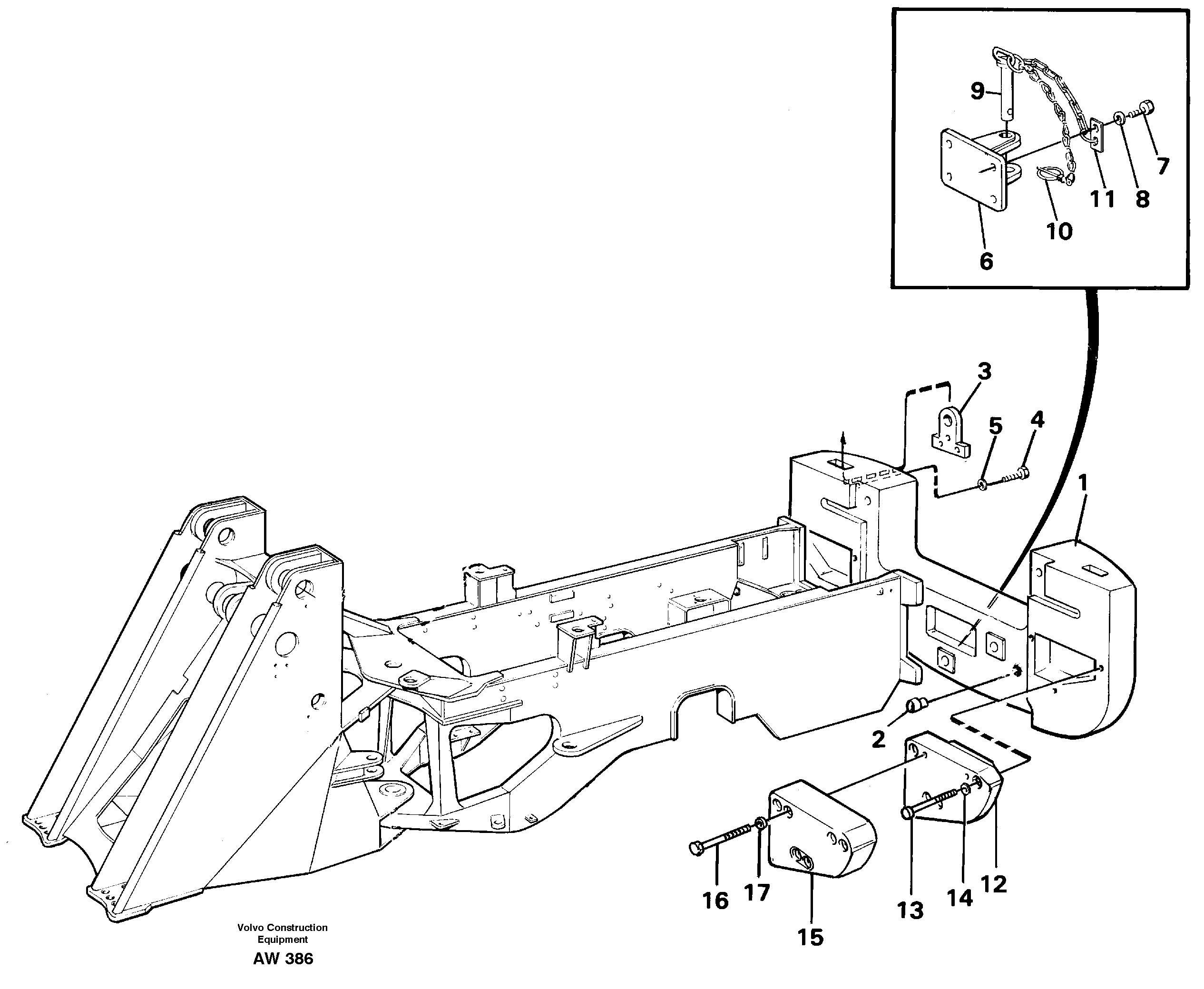 Rear hitch and counterweight — volvo parts diagram
