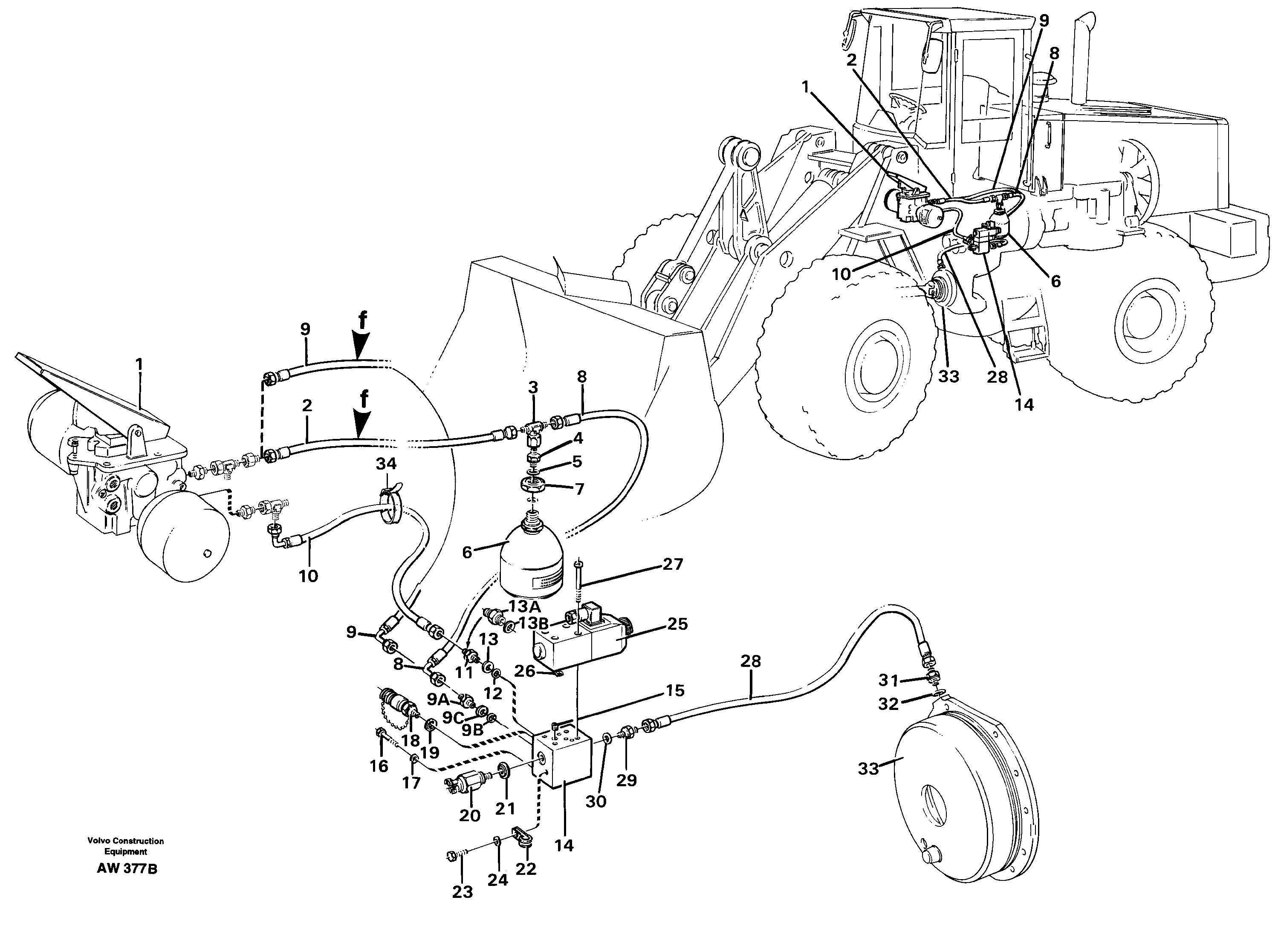 Brake hoses, parking brake — volvo parts diagram