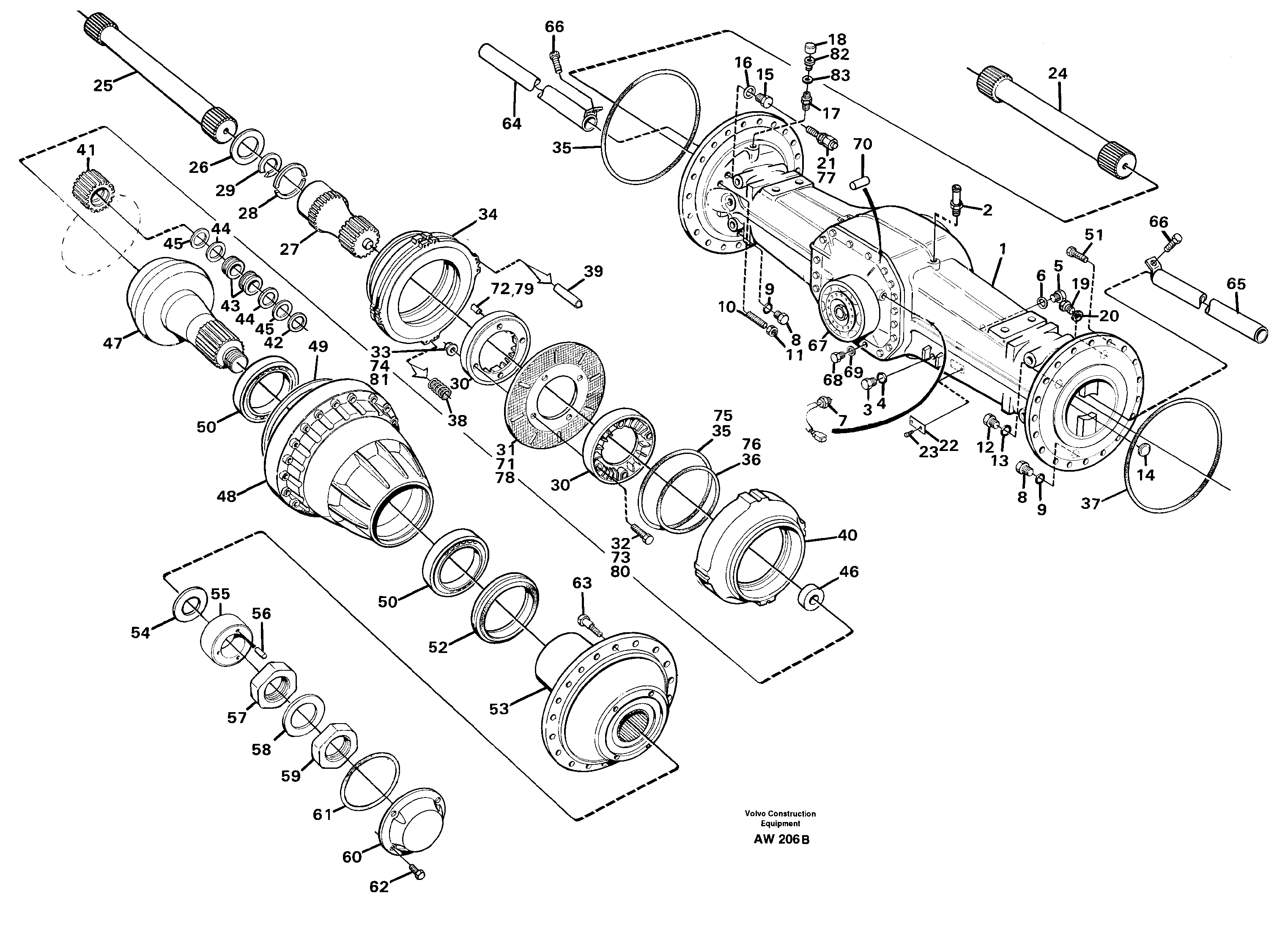 Planet shaft, rear  23841,   23843,   23853,   23856,   23875.   AWB 40 — volvo parts diagram