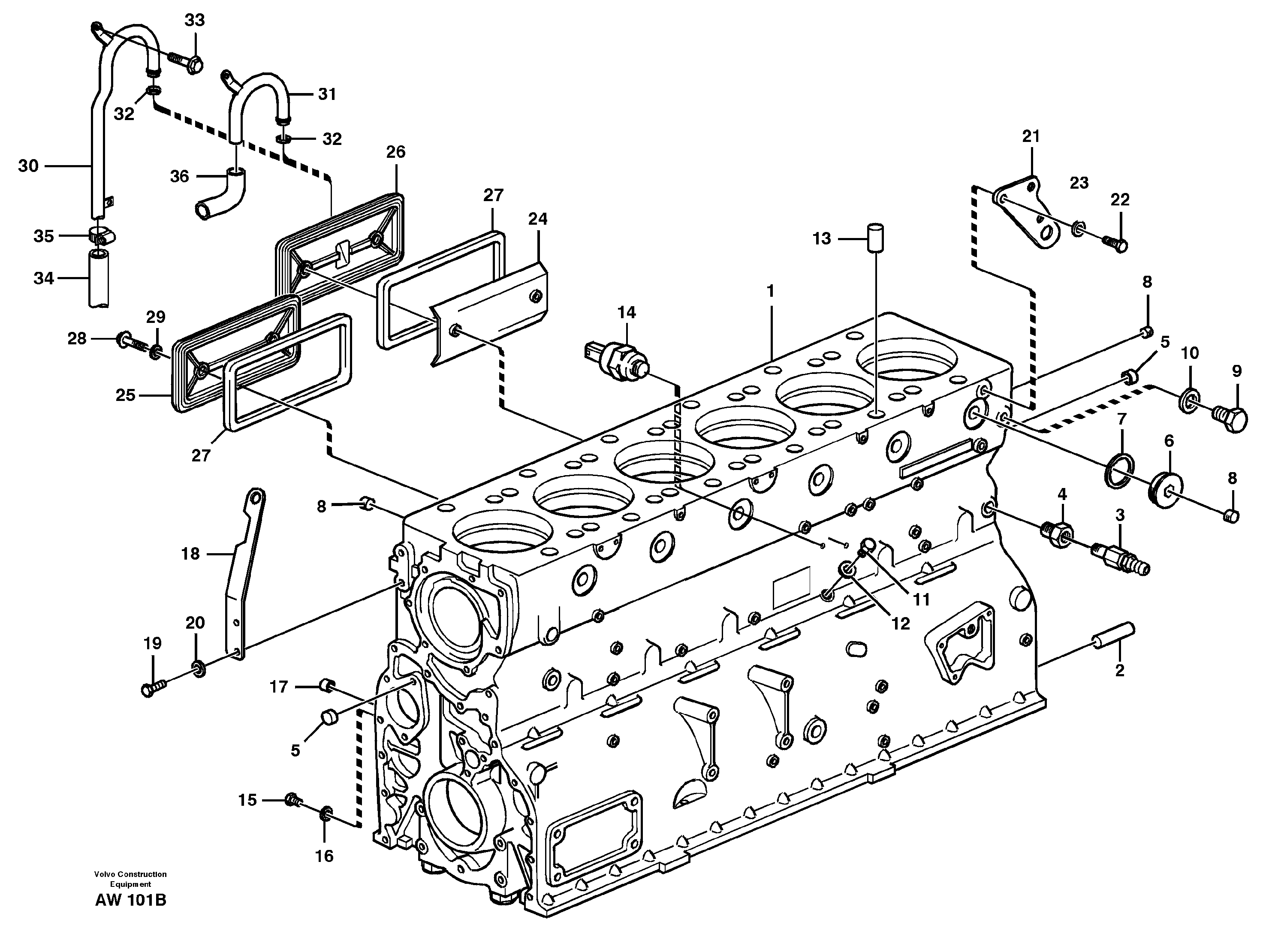 Cylinder block — volvo parts diagram