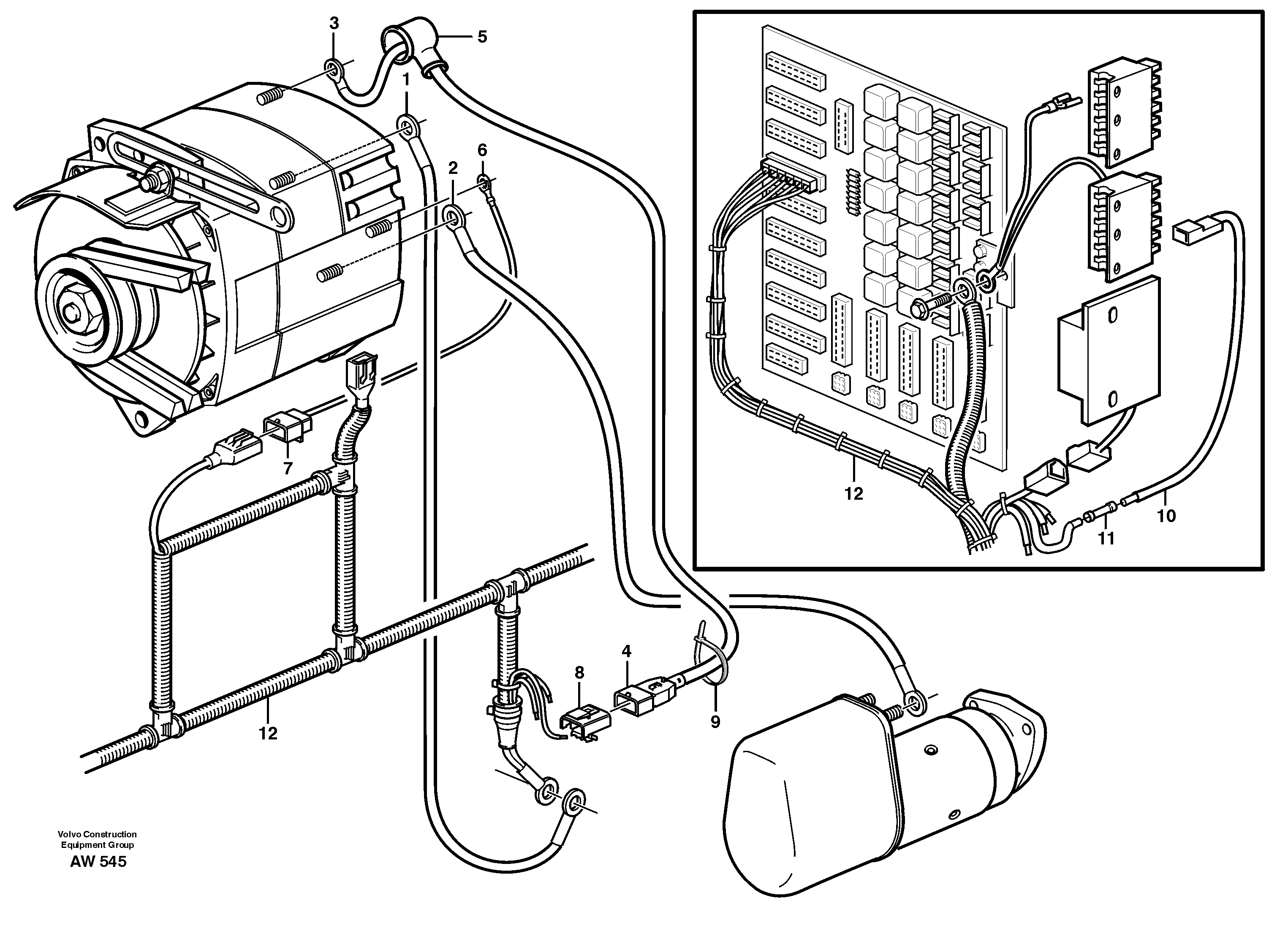 Cable harnesses, alternator, 100A.  80104 — volvo parts diagram