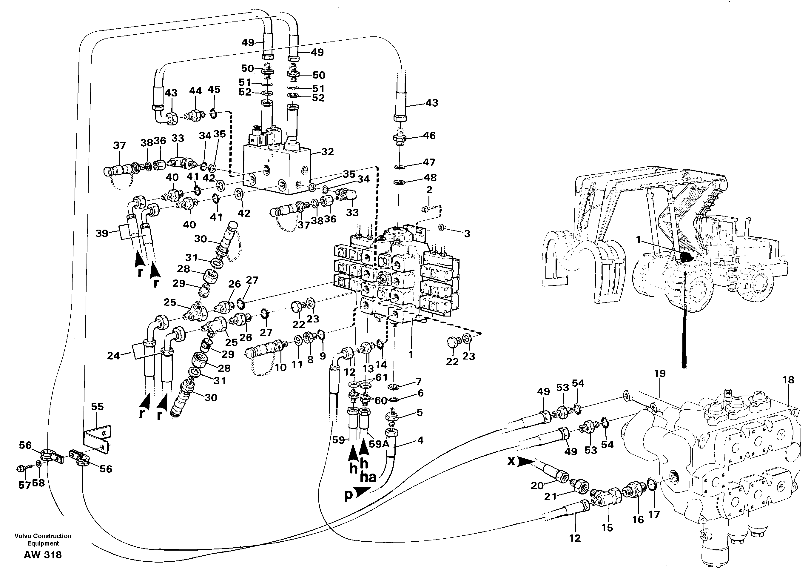 Control valve with connections.  33808 — volvo parts diagram