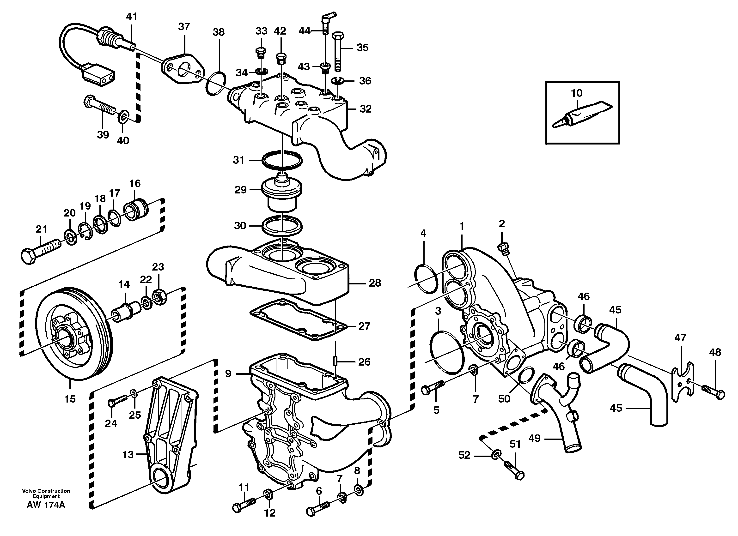 Water pump with fitting parts — volvo parts diagram