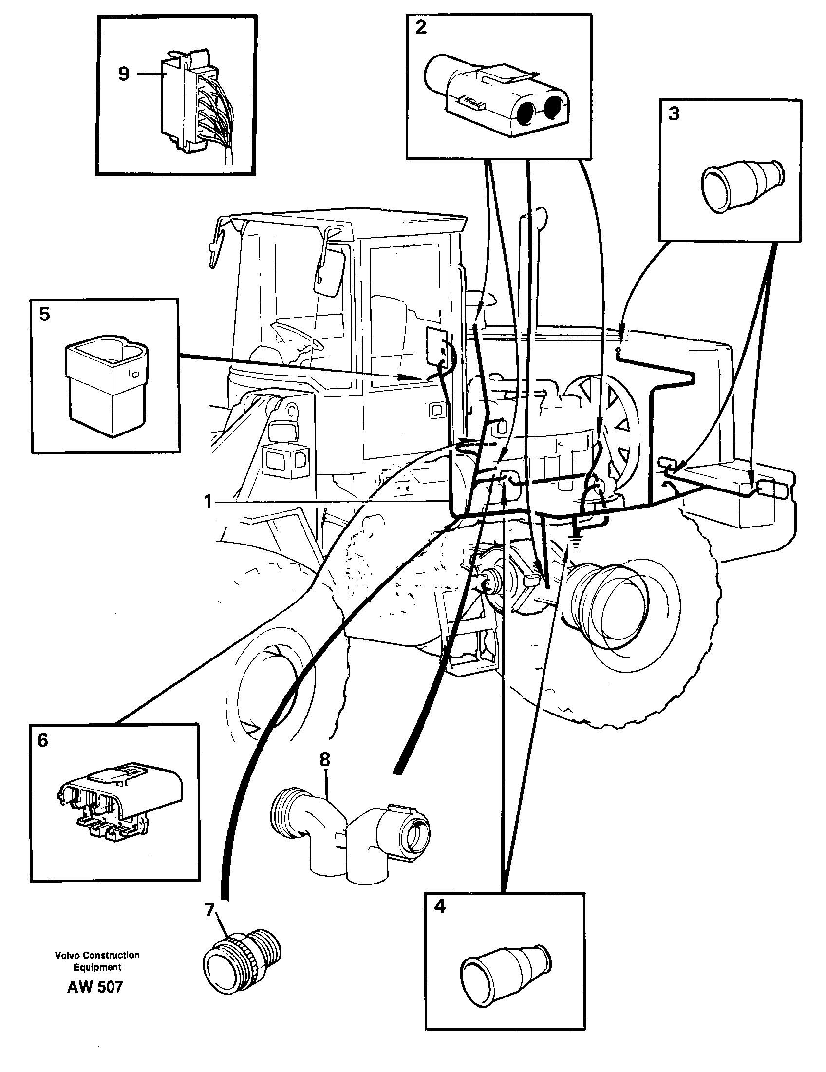Cable harnesses, rear — volvo parts diagram