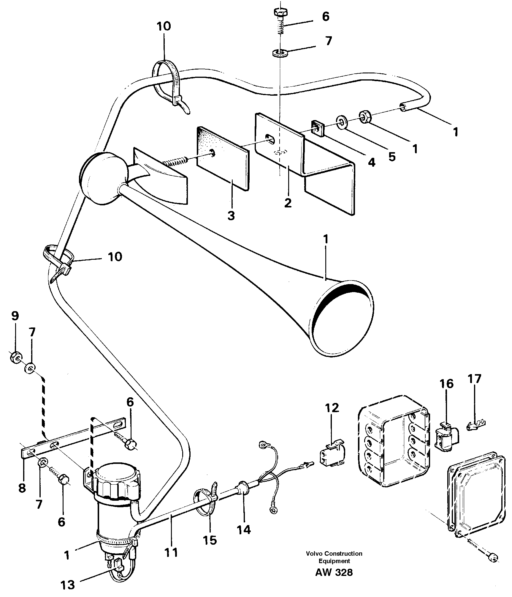 Loud tone horn.  92033 — volvo parts diagram