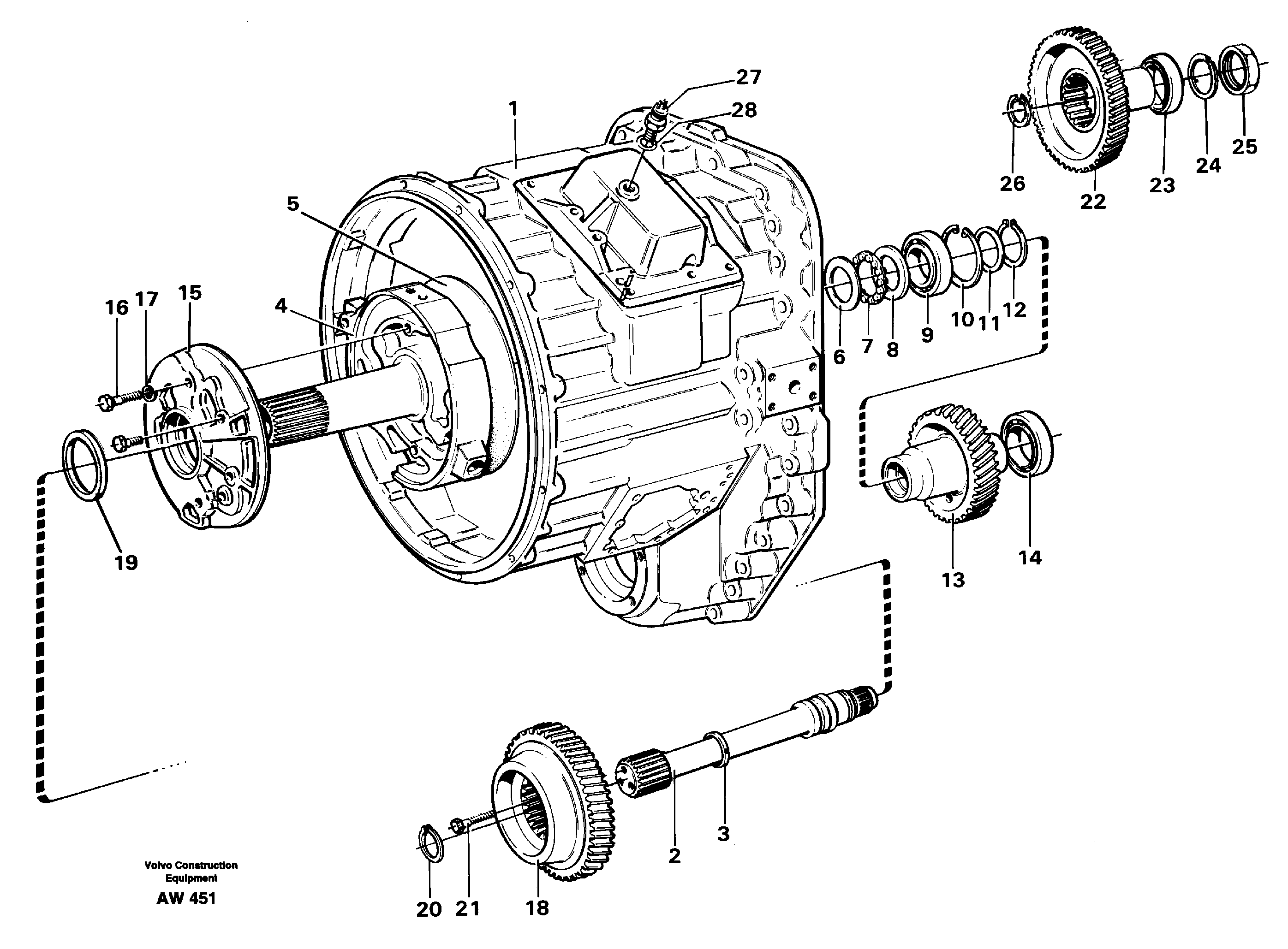 Converter housing, gears and shafts — volvo parts diagram