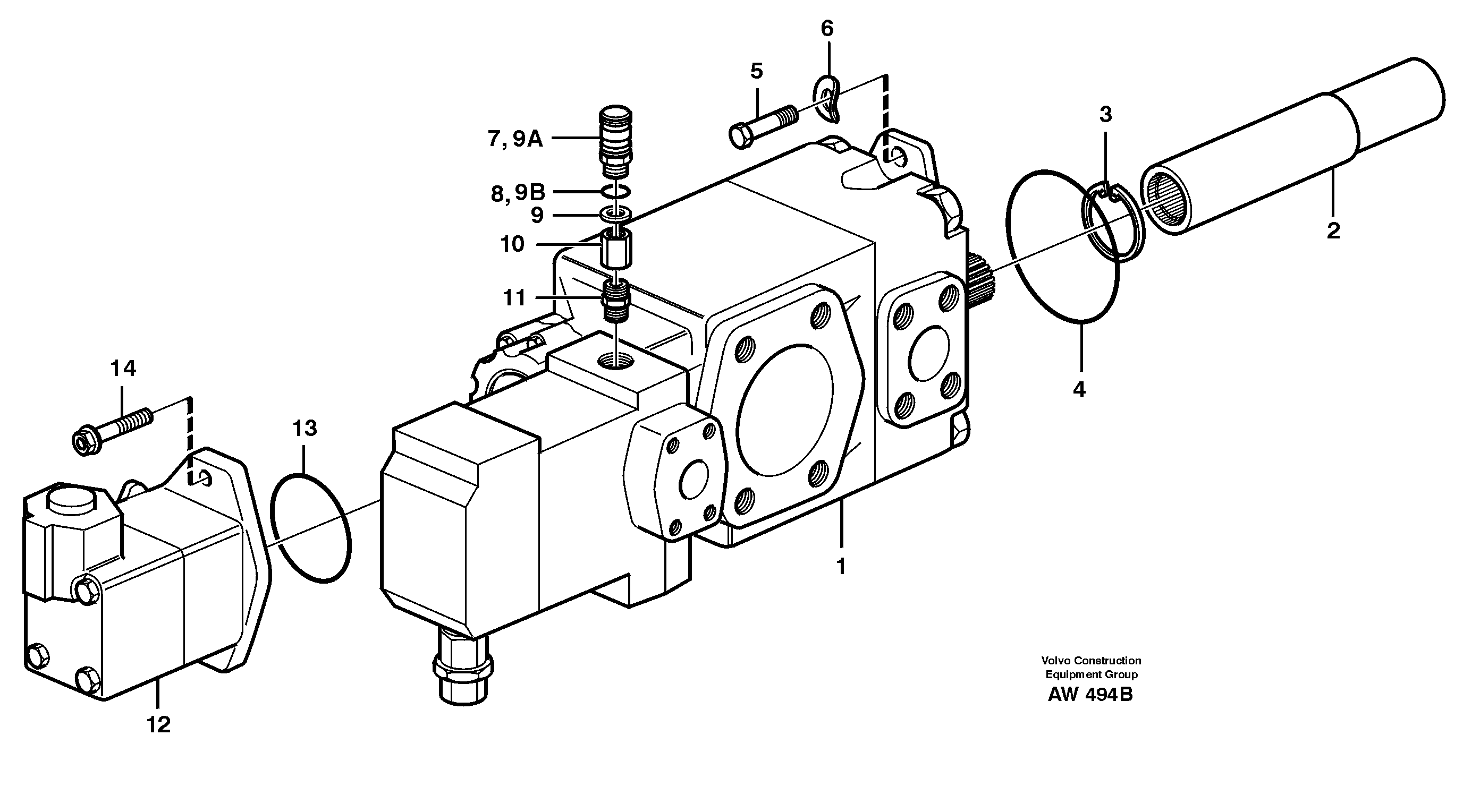Hydraulic pump with fitting parts. — volvo parts diagram