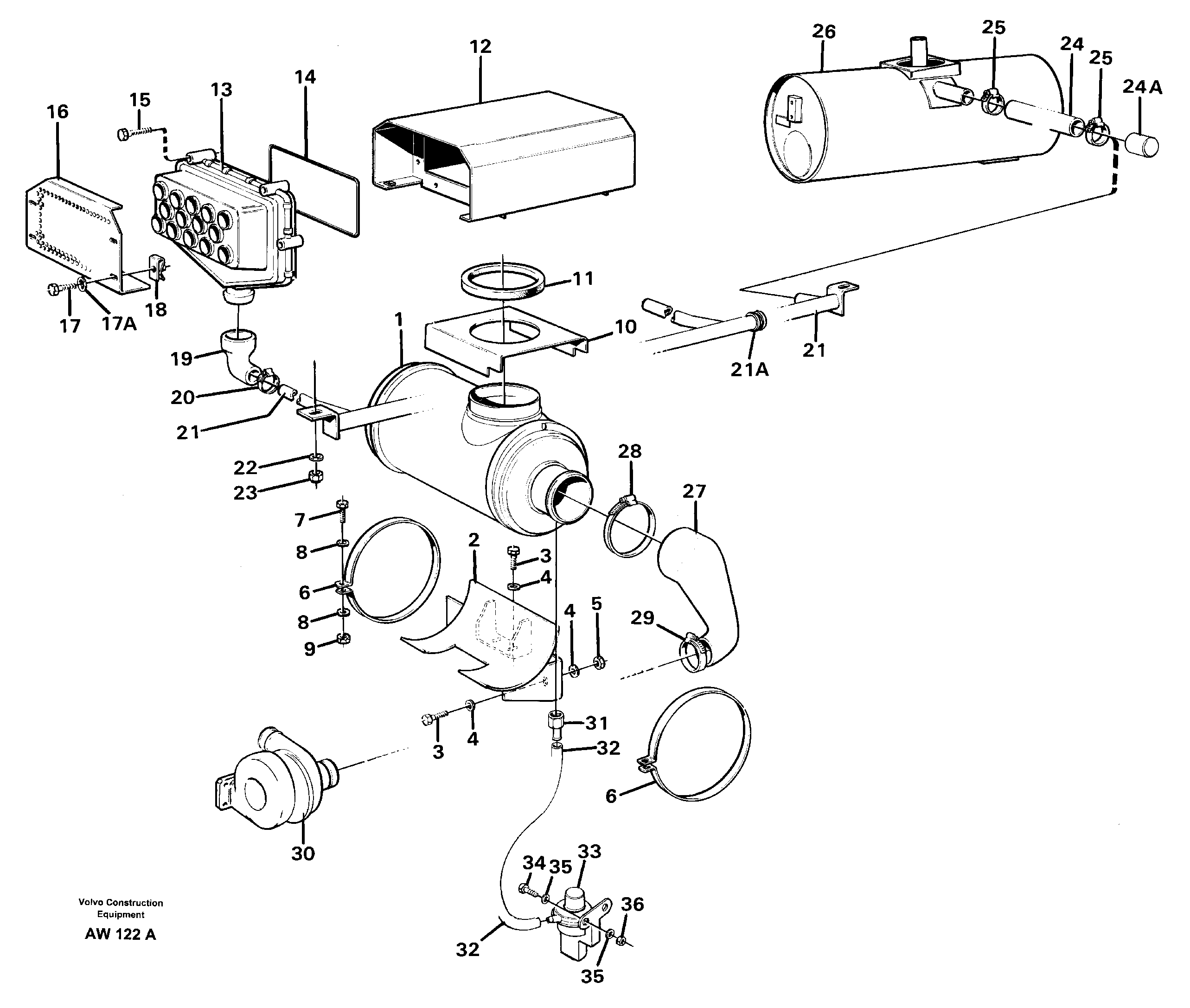 Inlet system.  STD SER NO - 2824, 2826 - 2848, 2850 - 3000. — volvo parts diagram