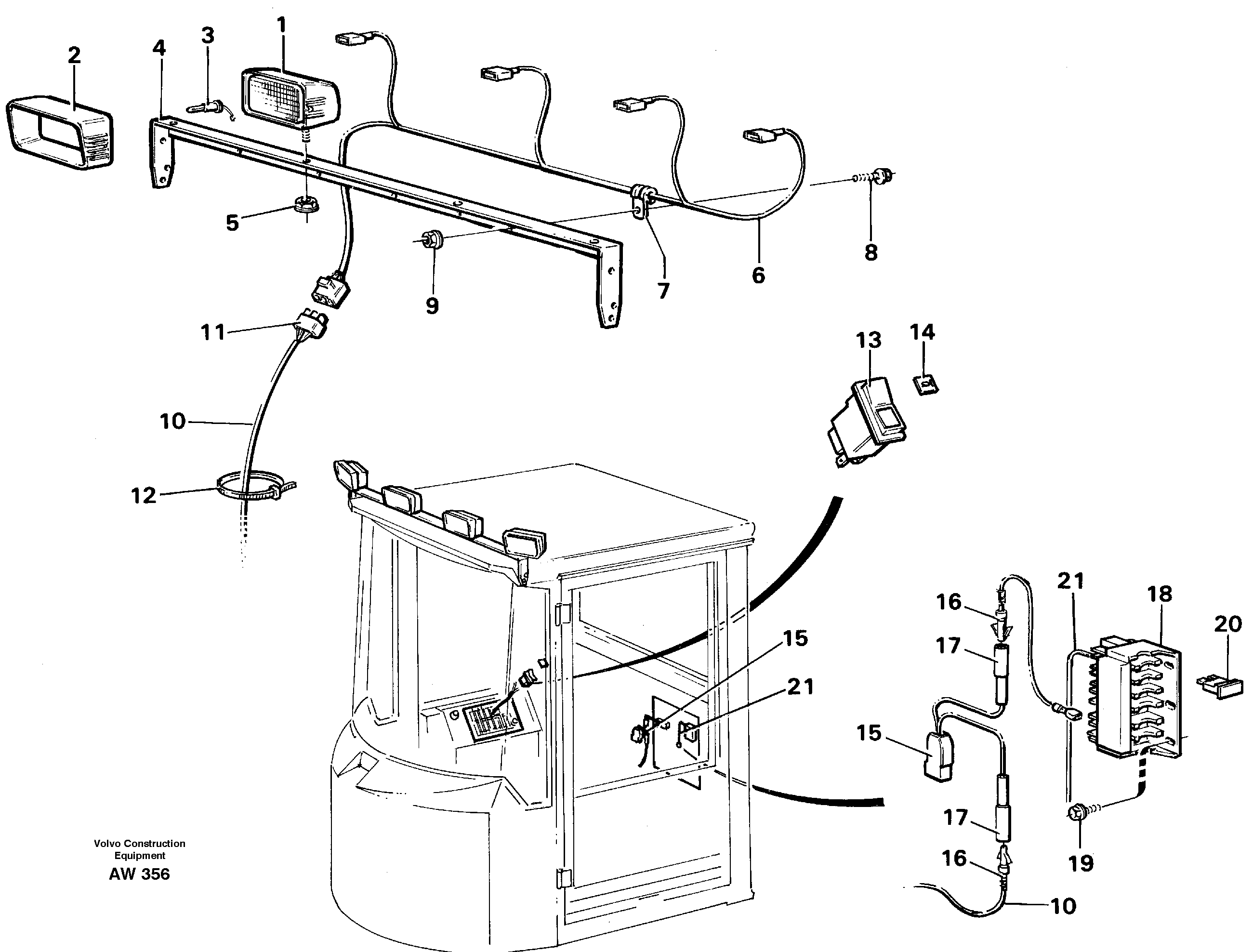 Work lights, front.  92741 — volvo parts diagram