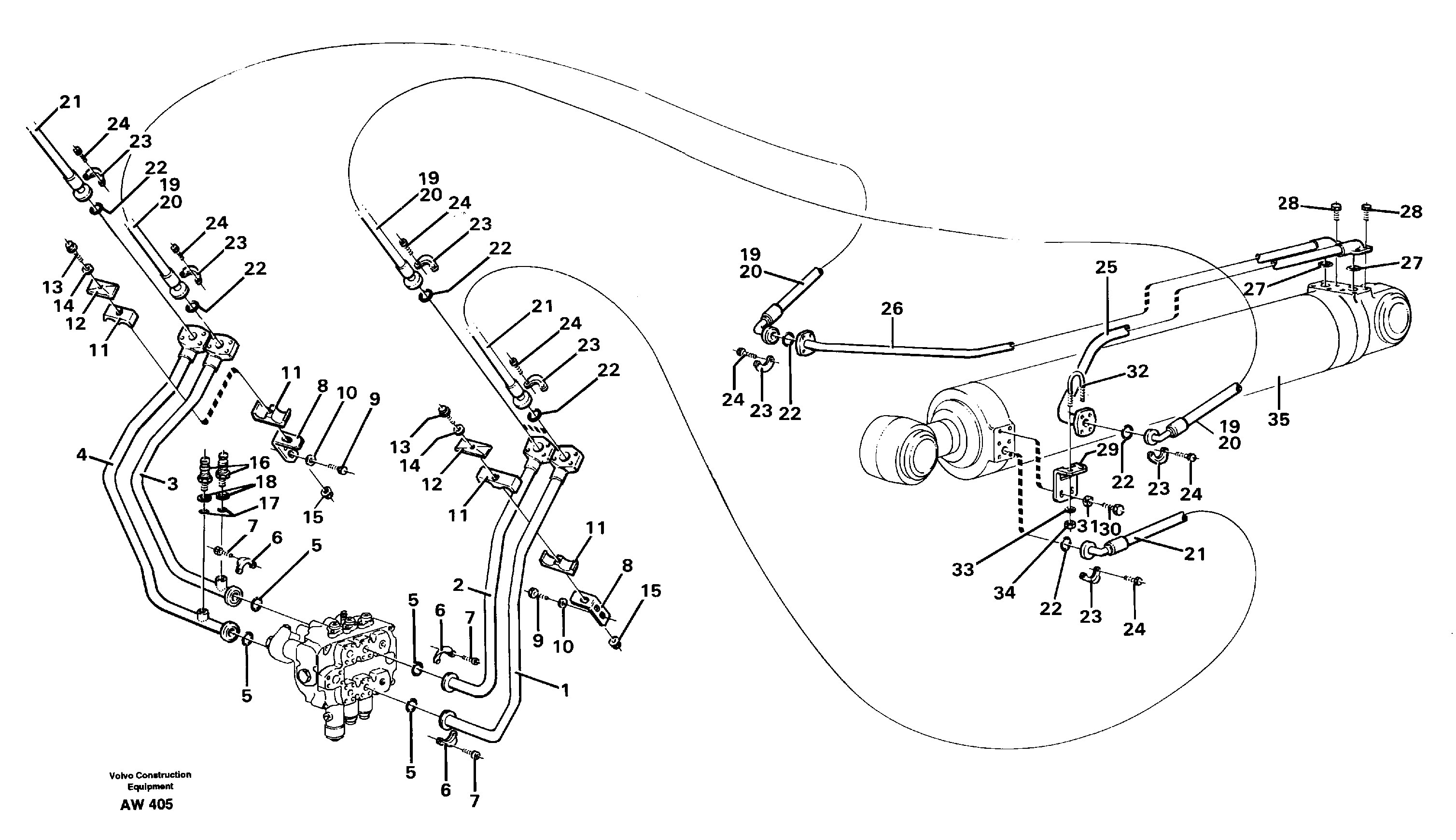 Hydraulic system, tilt function.  STD — volvo parts diagram
