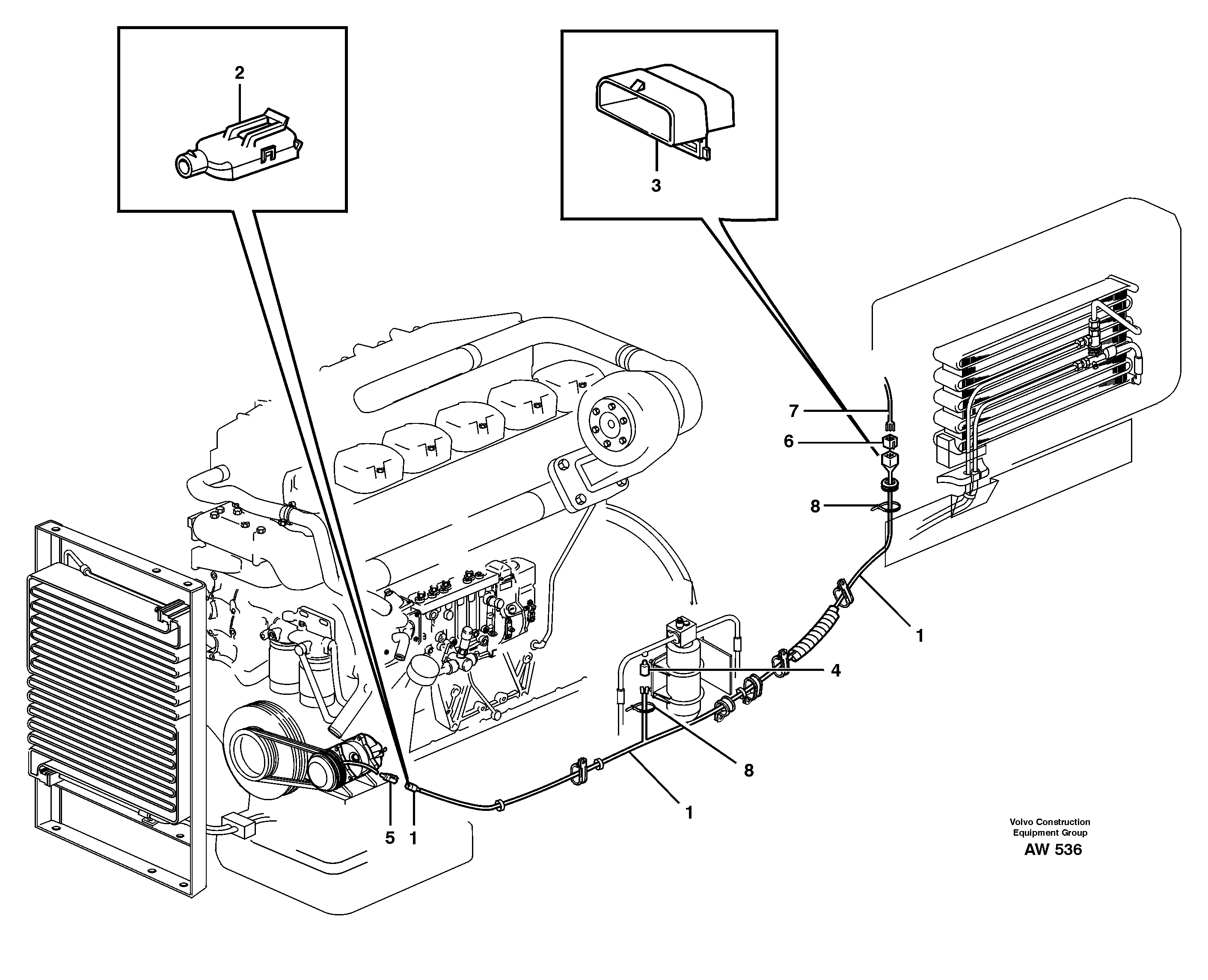 Cable harness, air conditioning.  93921, 93956 — volvo parts diagram