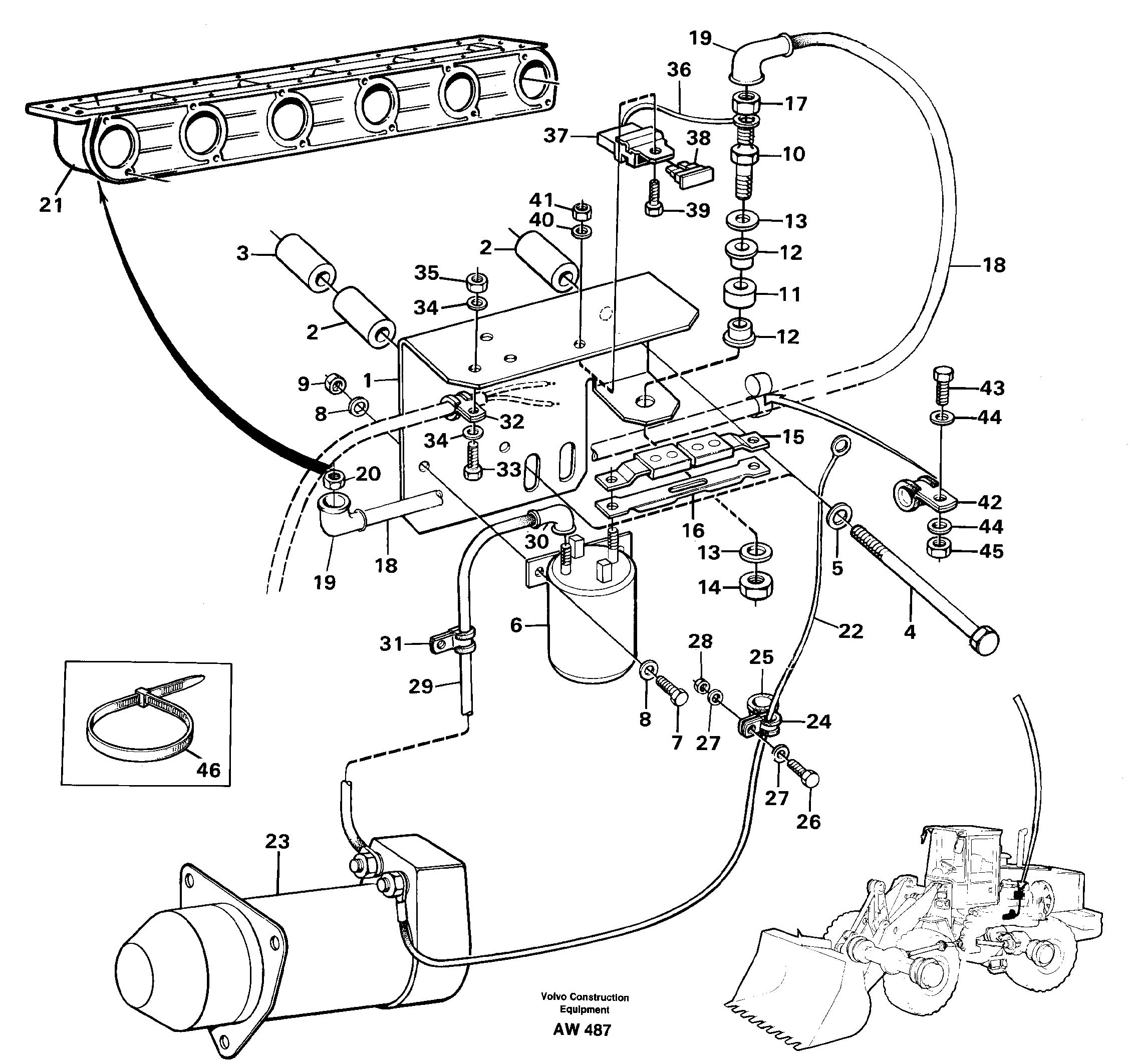 Starter element with fitting parts.  STD SER NO - 2824, 2826 - 2848, 2850 - 3000 — volvo parts diagram