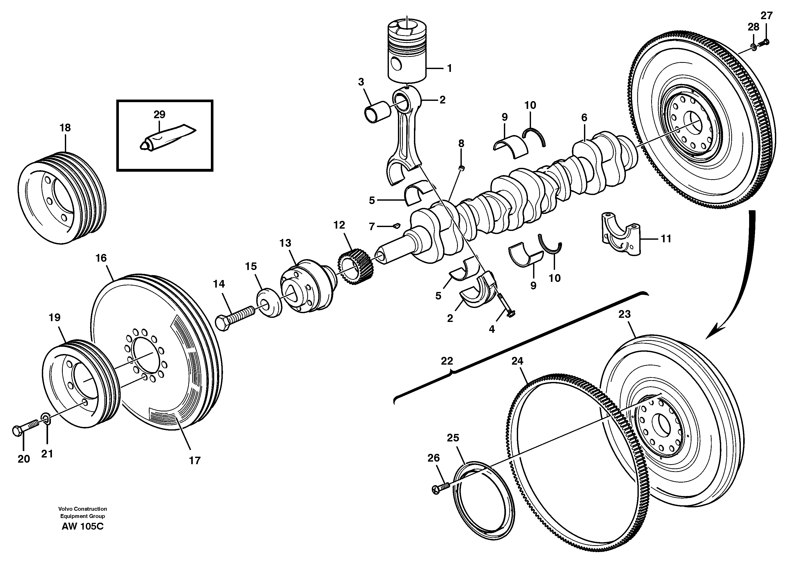 Crankshaft and related parts — volvo parts diagram
