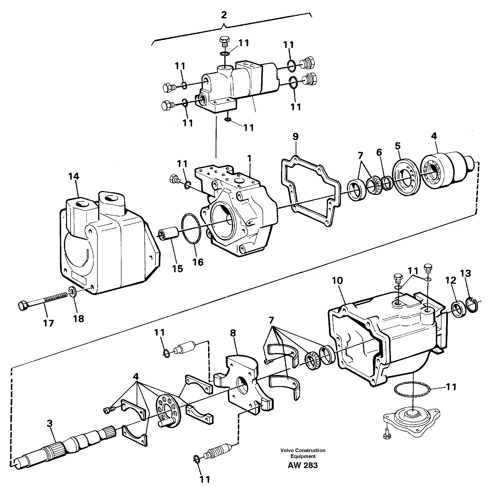 Hydraulic pump  STD SER NO - 2824, 2826 - 2848, 2850 - 3000. — volvo parts diagram