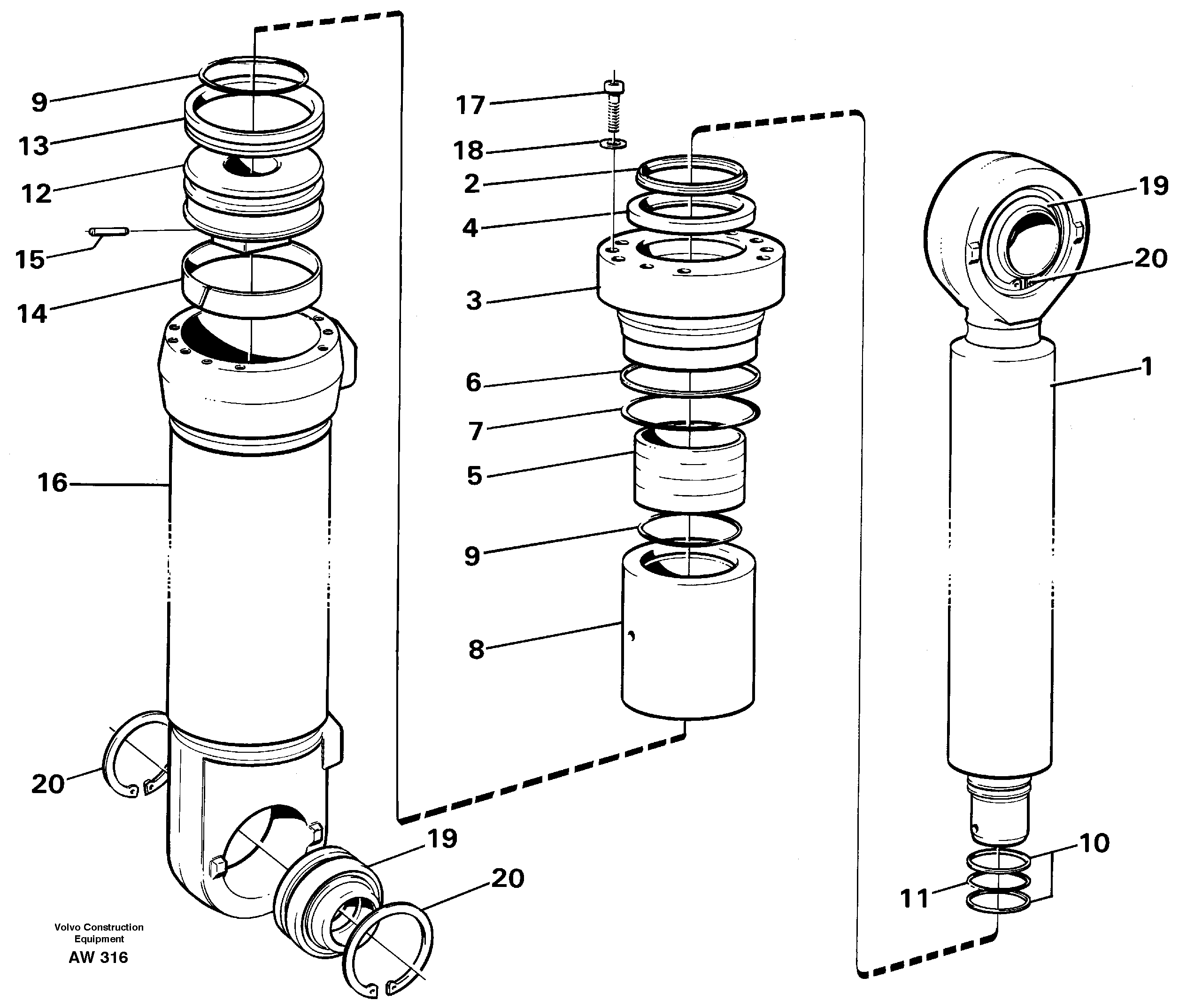 Hydraulic cylinder.  33808 — volvo parts diagram