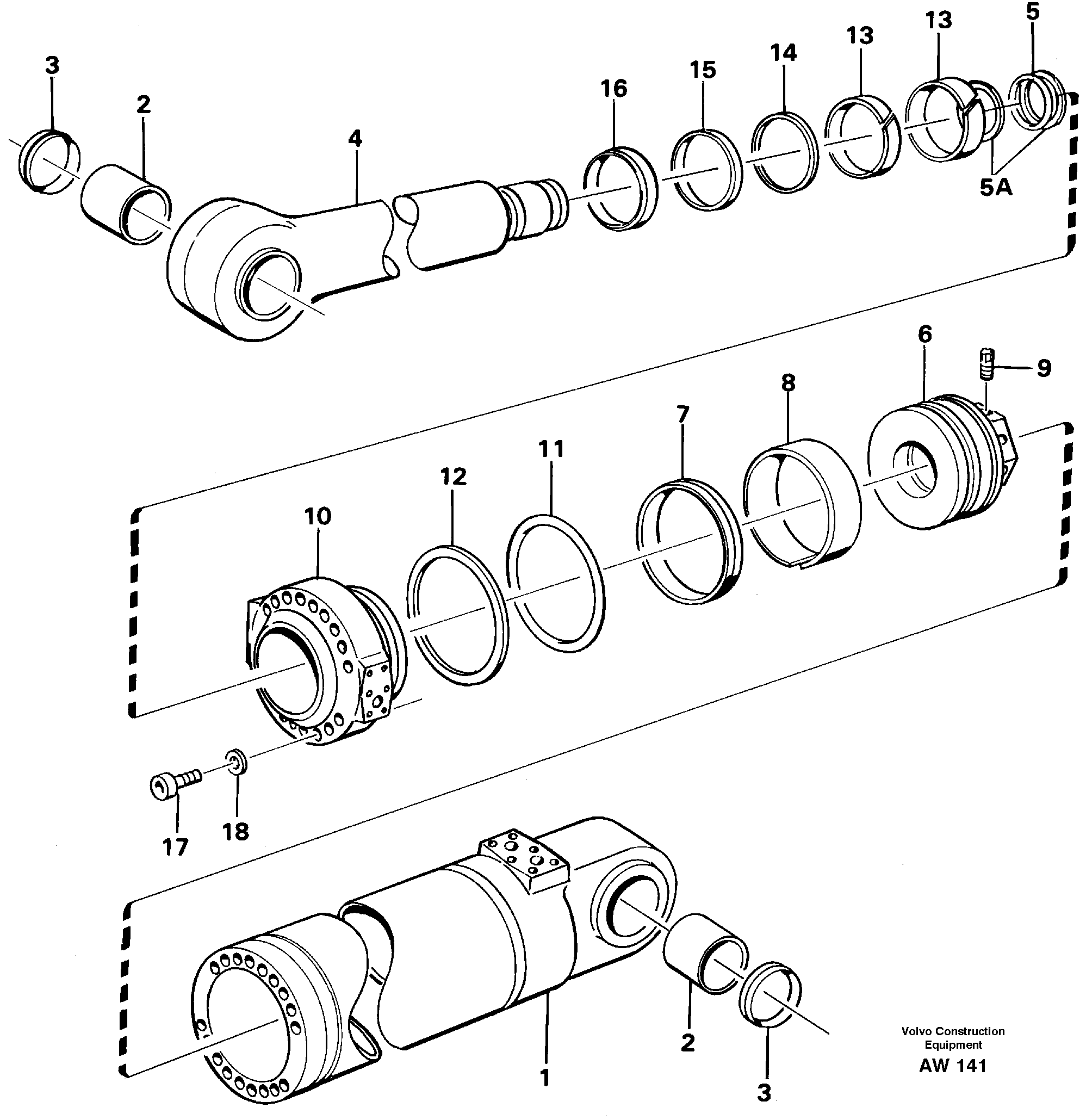 Hydraulic cylinder, tilt  STD,   USA,   33809 — volvo parts diagram