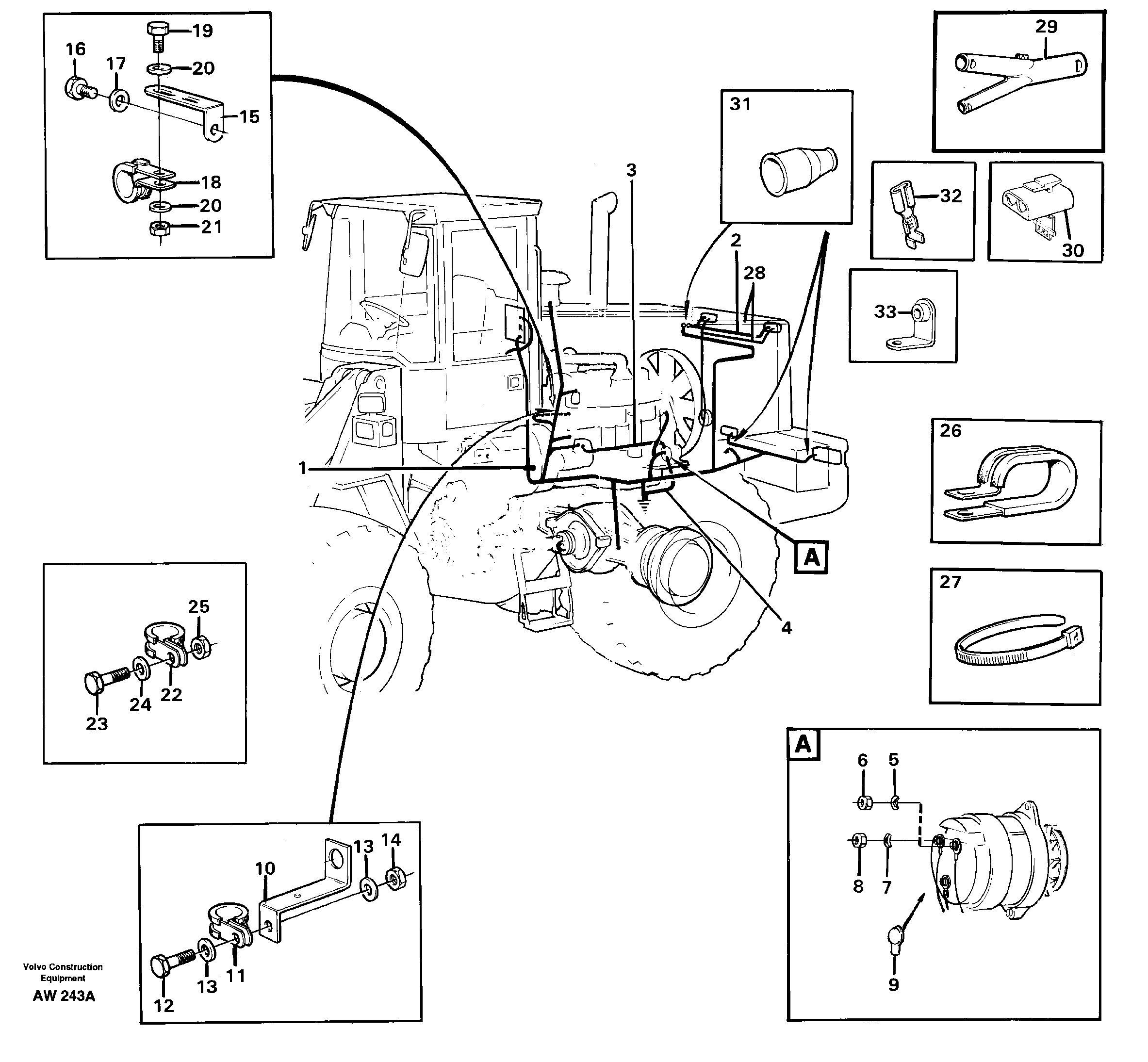 Cable harnesses, rear.  STD SER NO - 2824, 2826 - 2848, 2850 - 3000. — volvo parts diagram