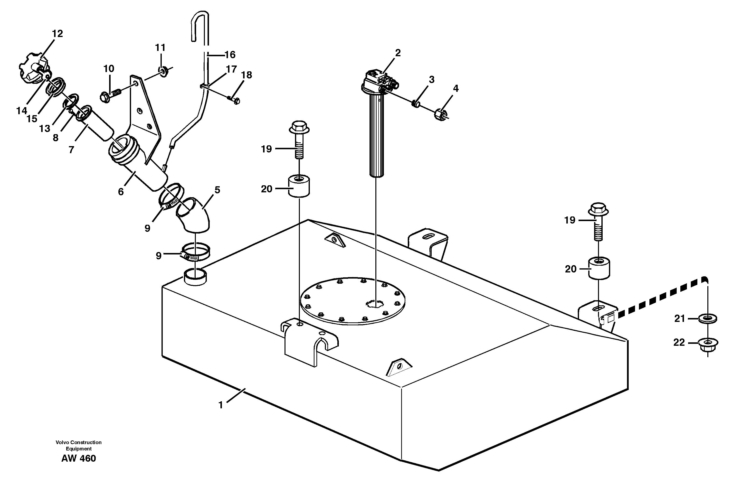 Fuel tank with fitting parts — volvo parts diagram