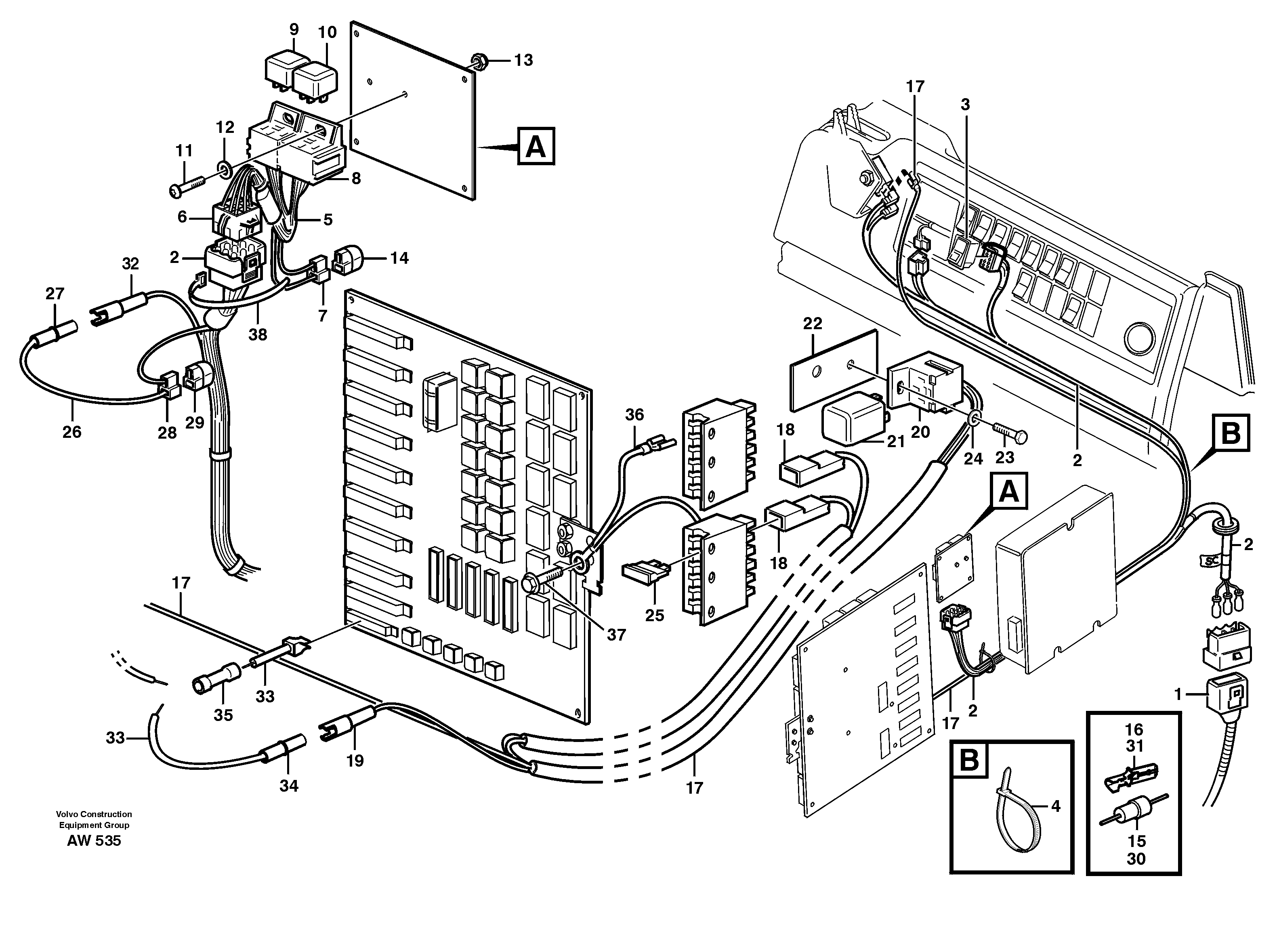Cable harness, air conditioning.  93921, 93956 — volvo parts diagram