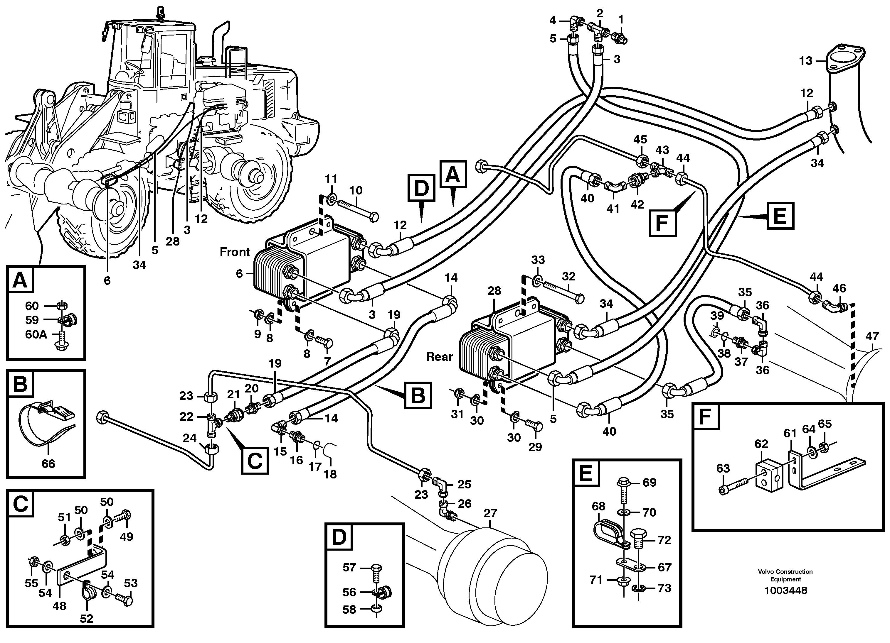 Cooling system for brakes.  33808,  93464,  93522,  93925 — volvo parts diagram