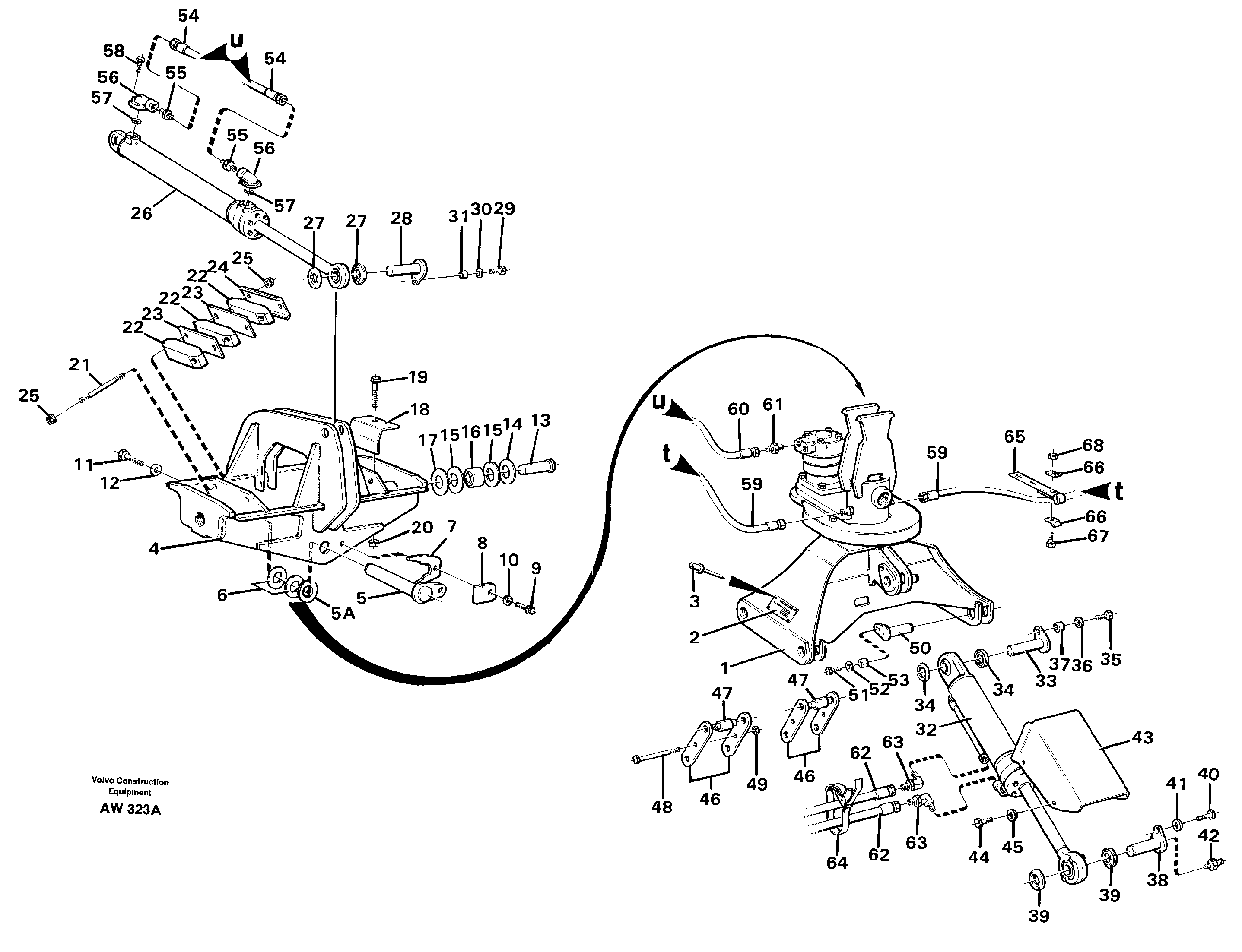 Rotator with cylinders and hoses.  91850,   91851 — volvo parts diagram