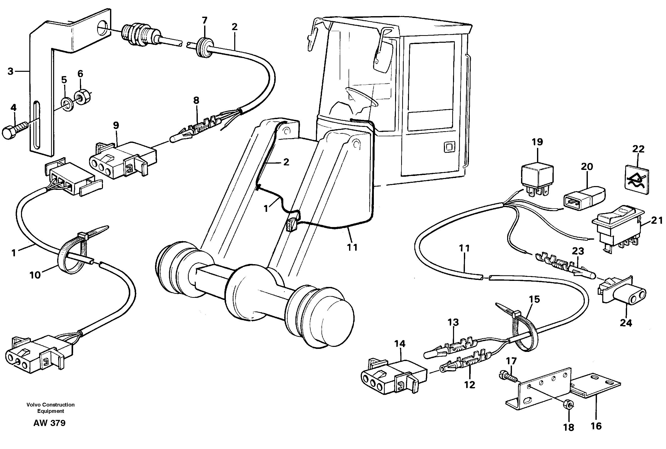 Cable harness, automatic float position.  92568 — volvo parts diagram