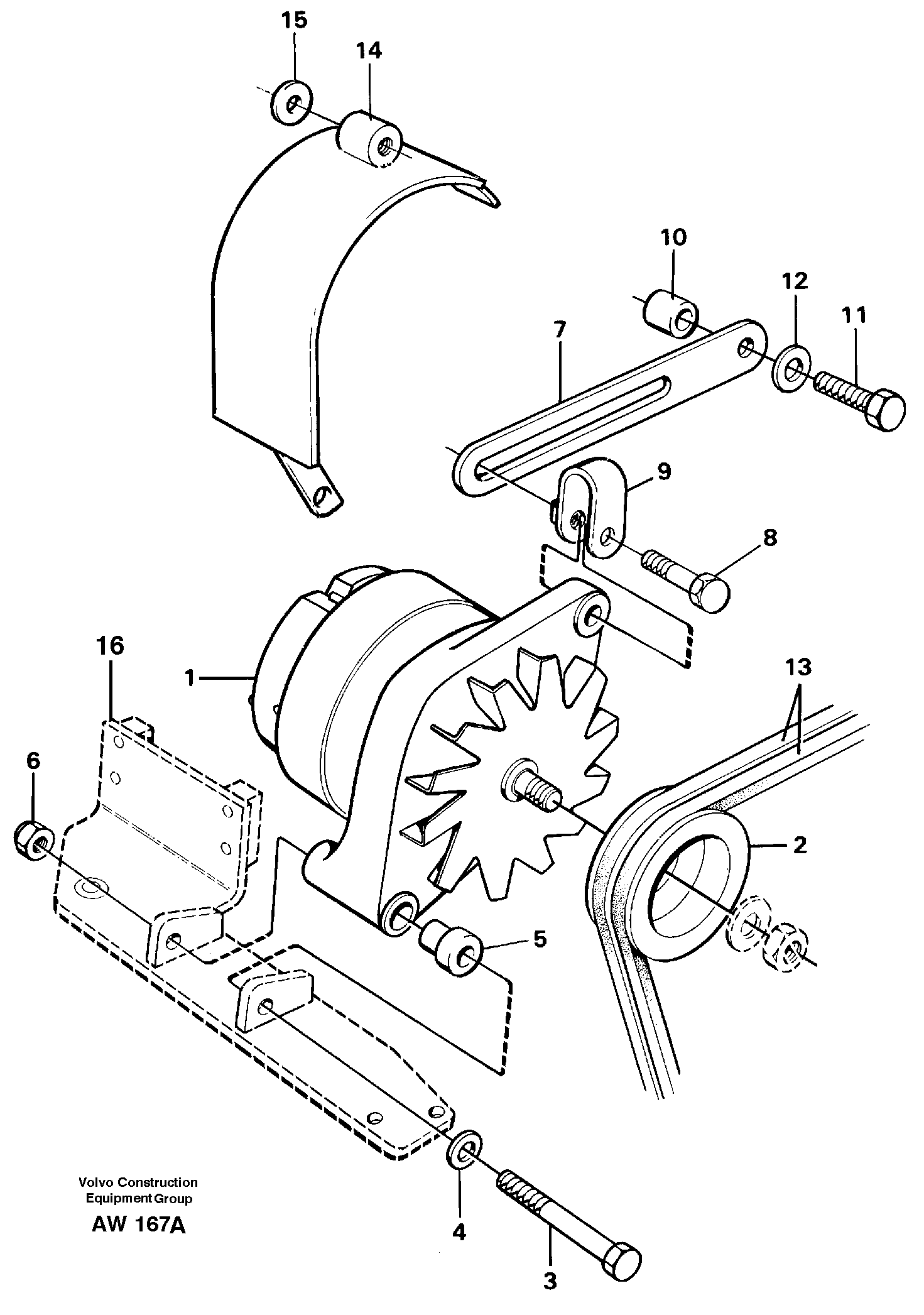Alternator with assembling details — volvo parts diagram