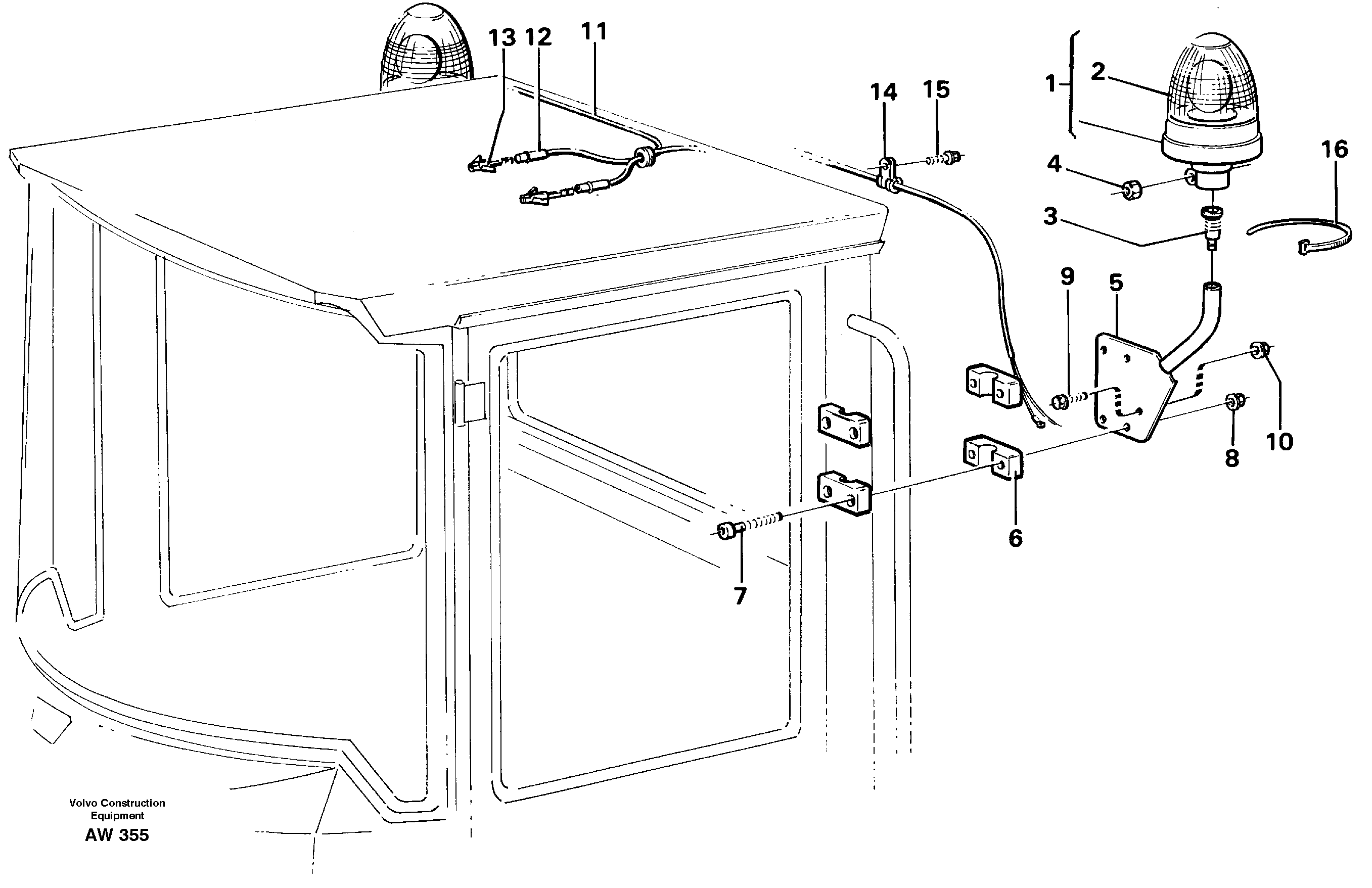 Revolving warning light.  92448 — volvo parts diagram