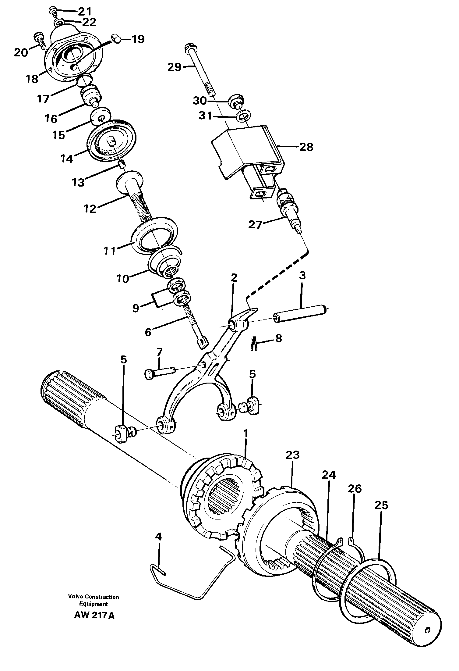 Differential lock  23839,   23852,   23842,   23855 — volvo parts diagram