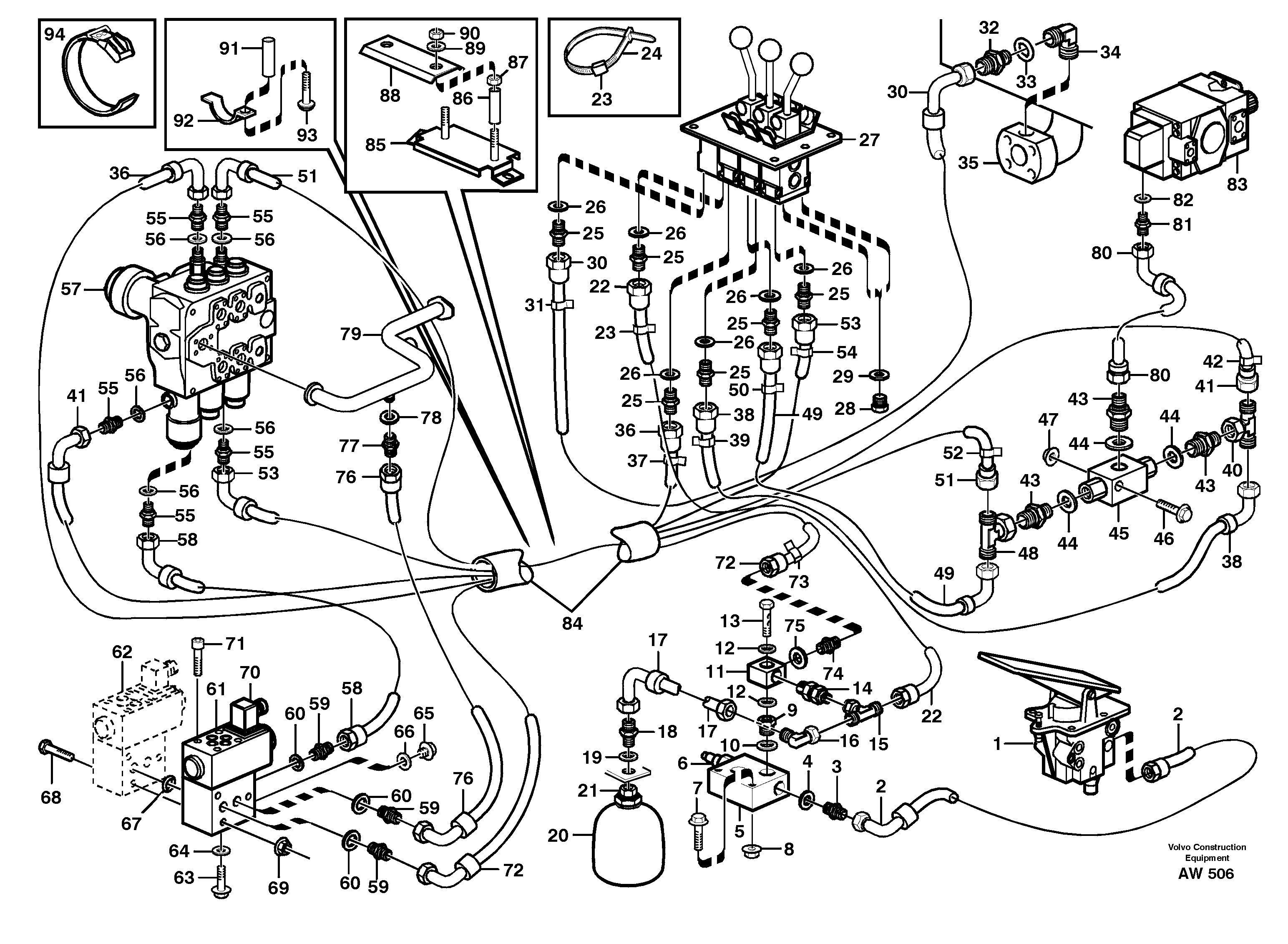 Servo hydraulics.  STD SER NO 2825, 2849, 3001 - / SER NO 61001 - USA — volvo parts diagram