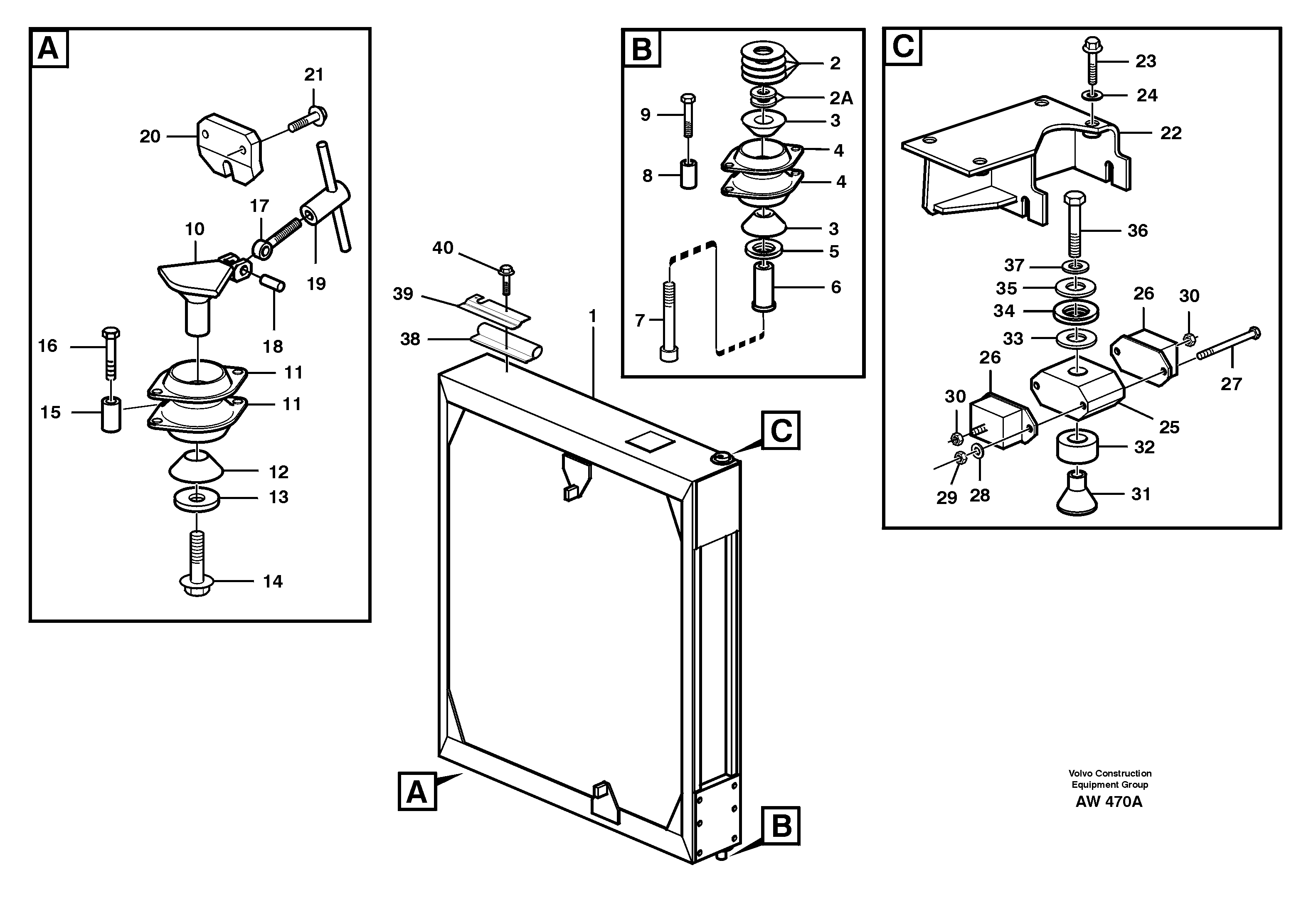 Radiator with fitting parts. — volvo parts diagram