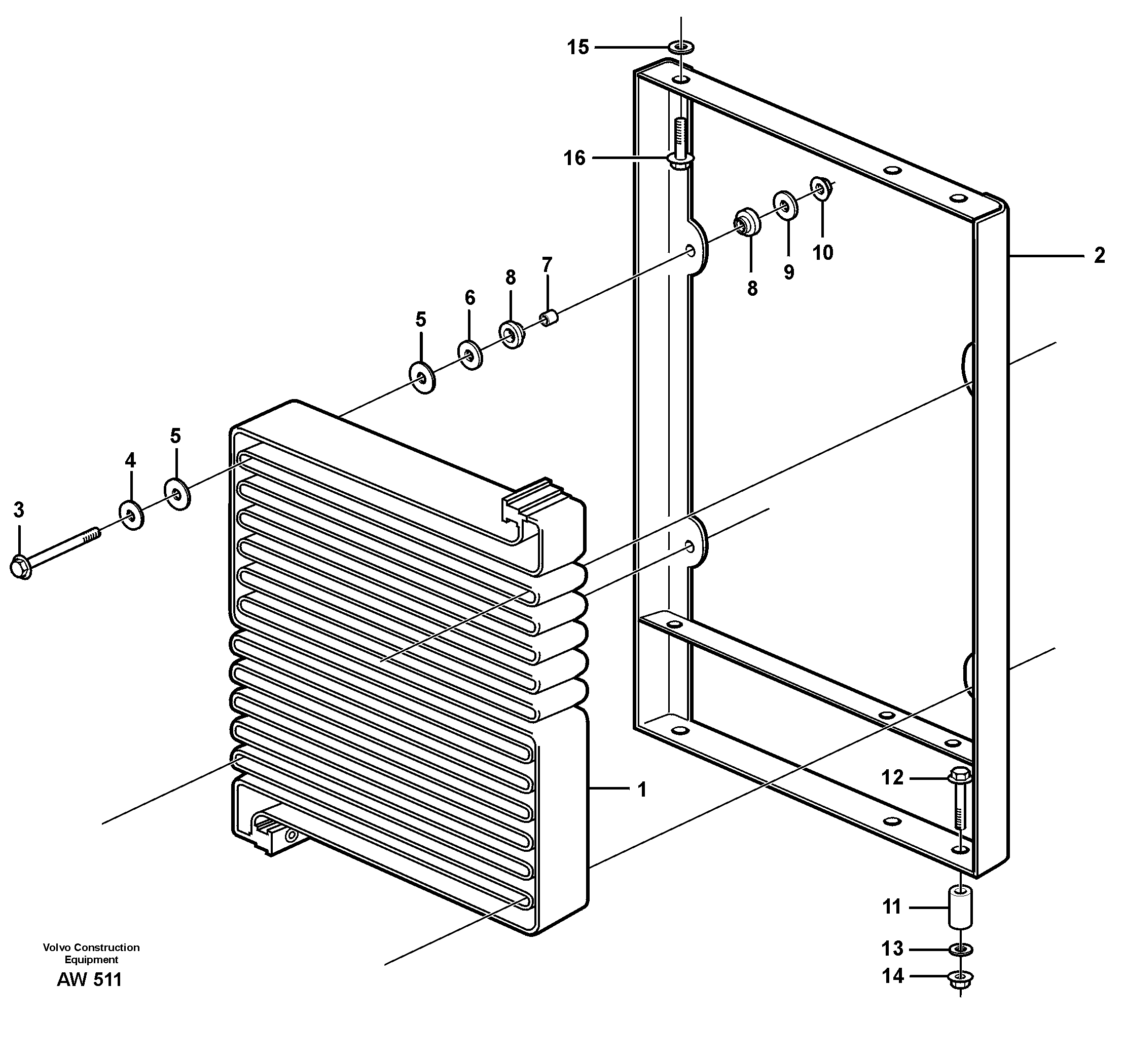 Condenser with fitting parts.  93921,   93956 — volvo parts diagram