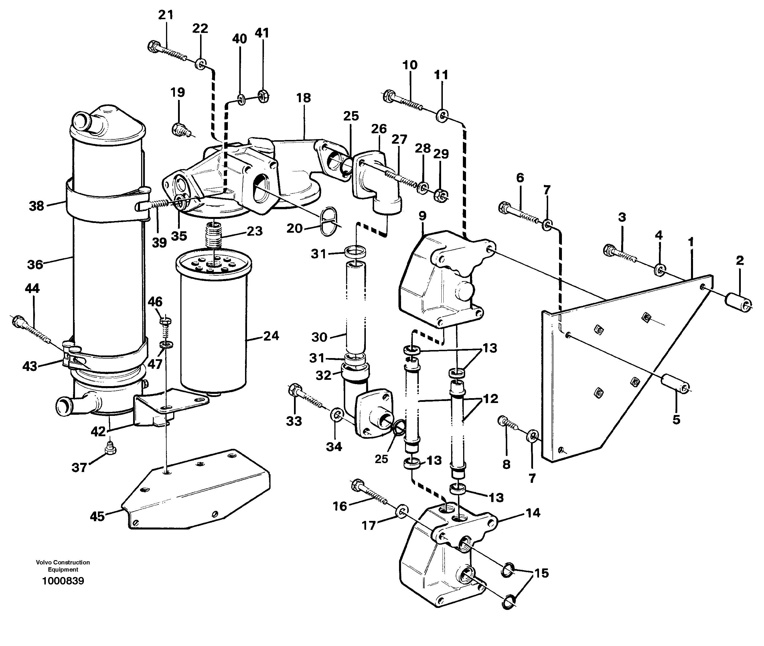 Oilfilter and oil cooler — volvo parts diagram