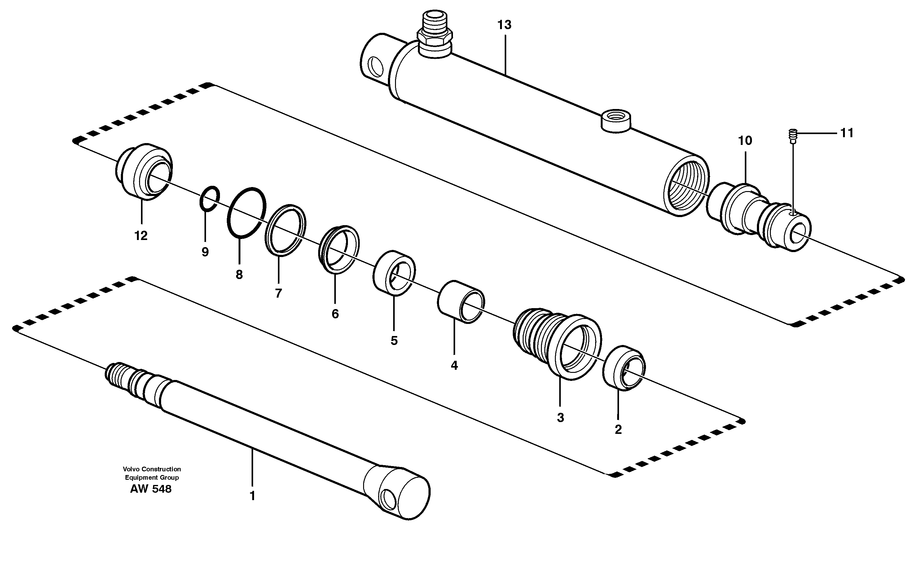 Hydraulic cylinder. VOAC  91718,   94659,   80010 — volvo parts diagram