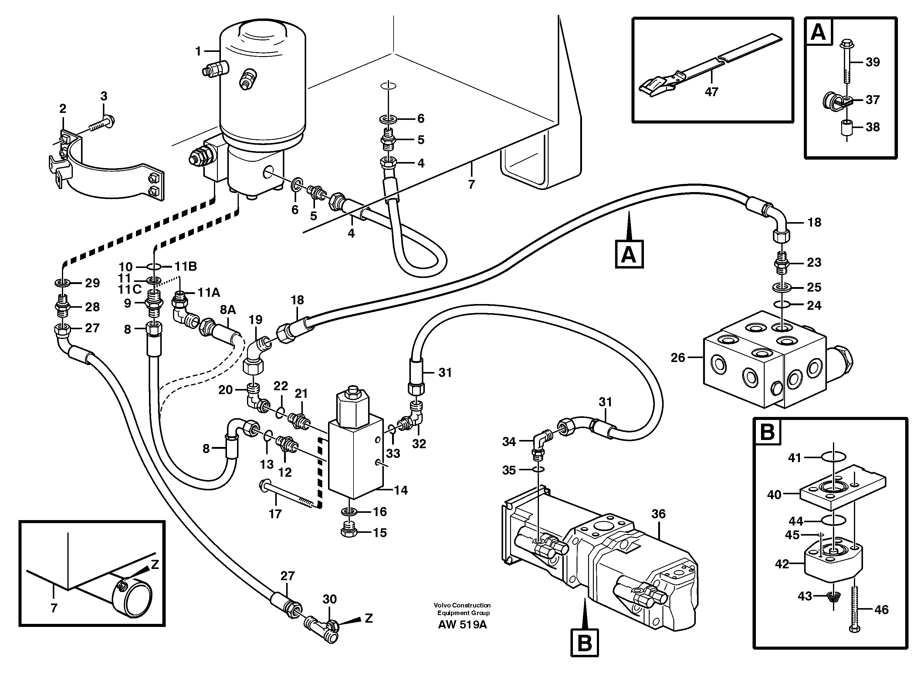Secondary steering system.  93839 — volvo parts diagram