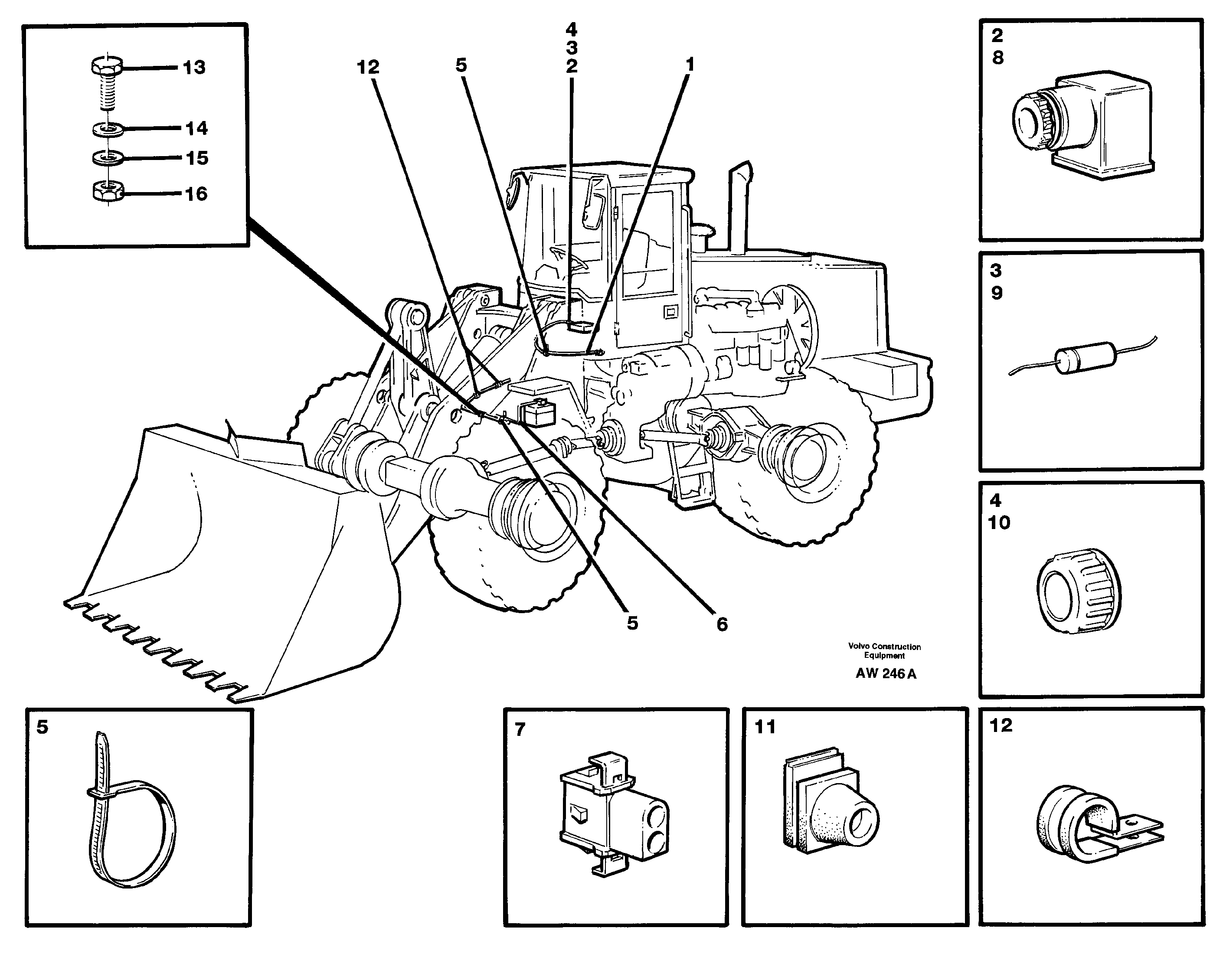Cable harness for attachment bracket.  91718,   94657,   94658,   94659 — volvo parts diagram