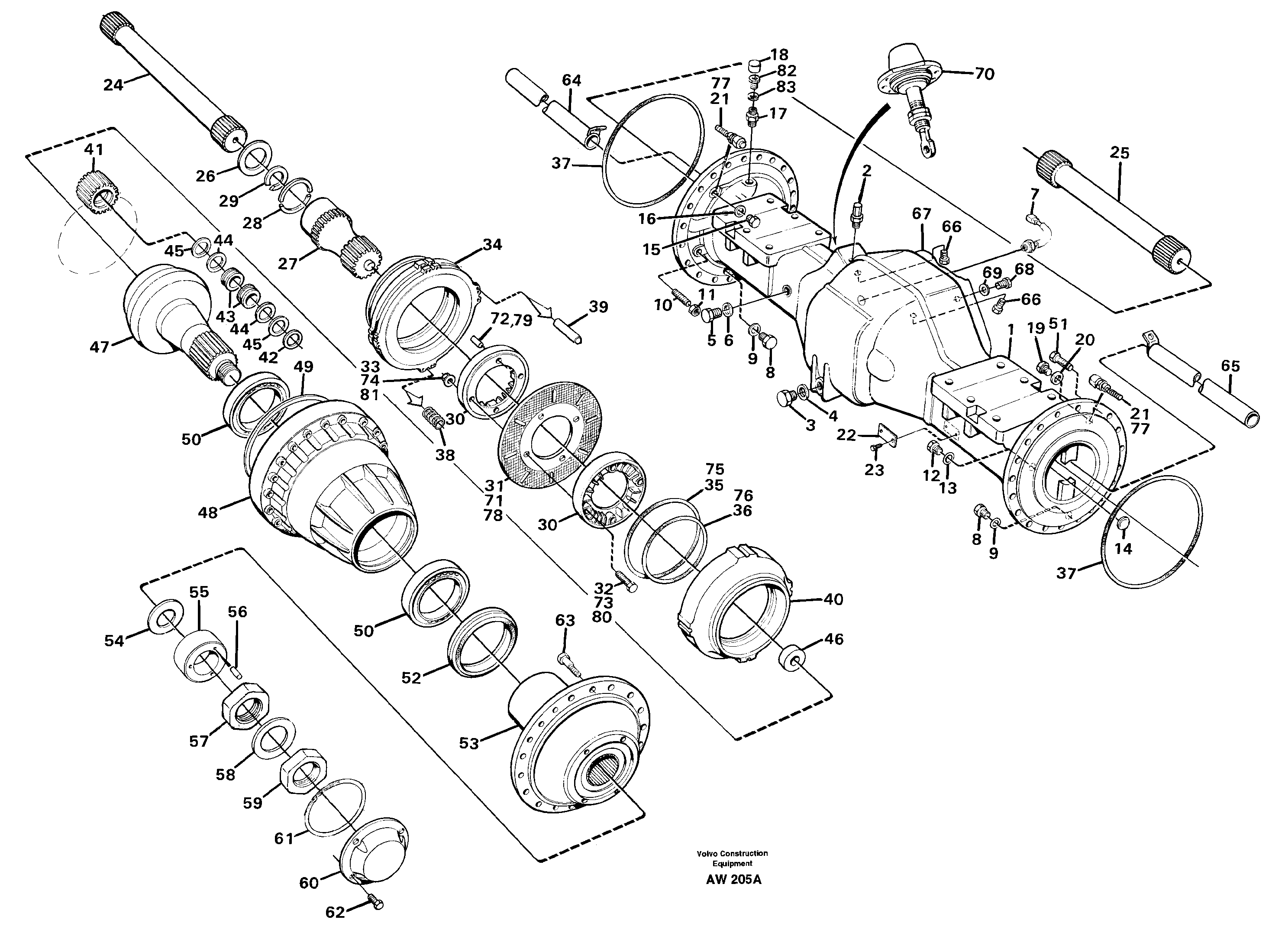 Planet shaft, front  23839,   23842,   23852,   23855.   AWB 40 — volvo parts diagram