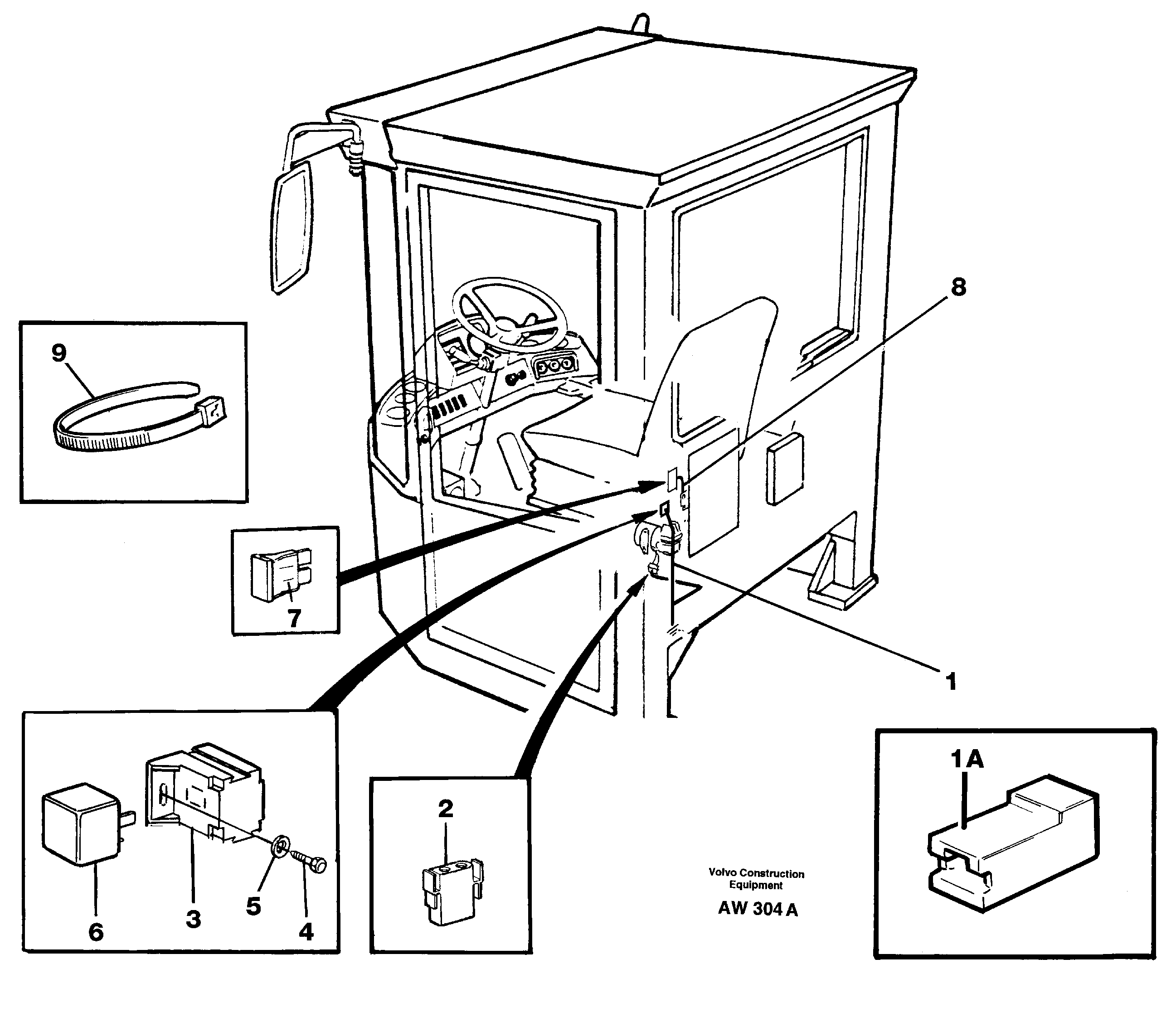 Cable harness, air-suspensioned seat.  94907, 94914 — volvo parts diagram