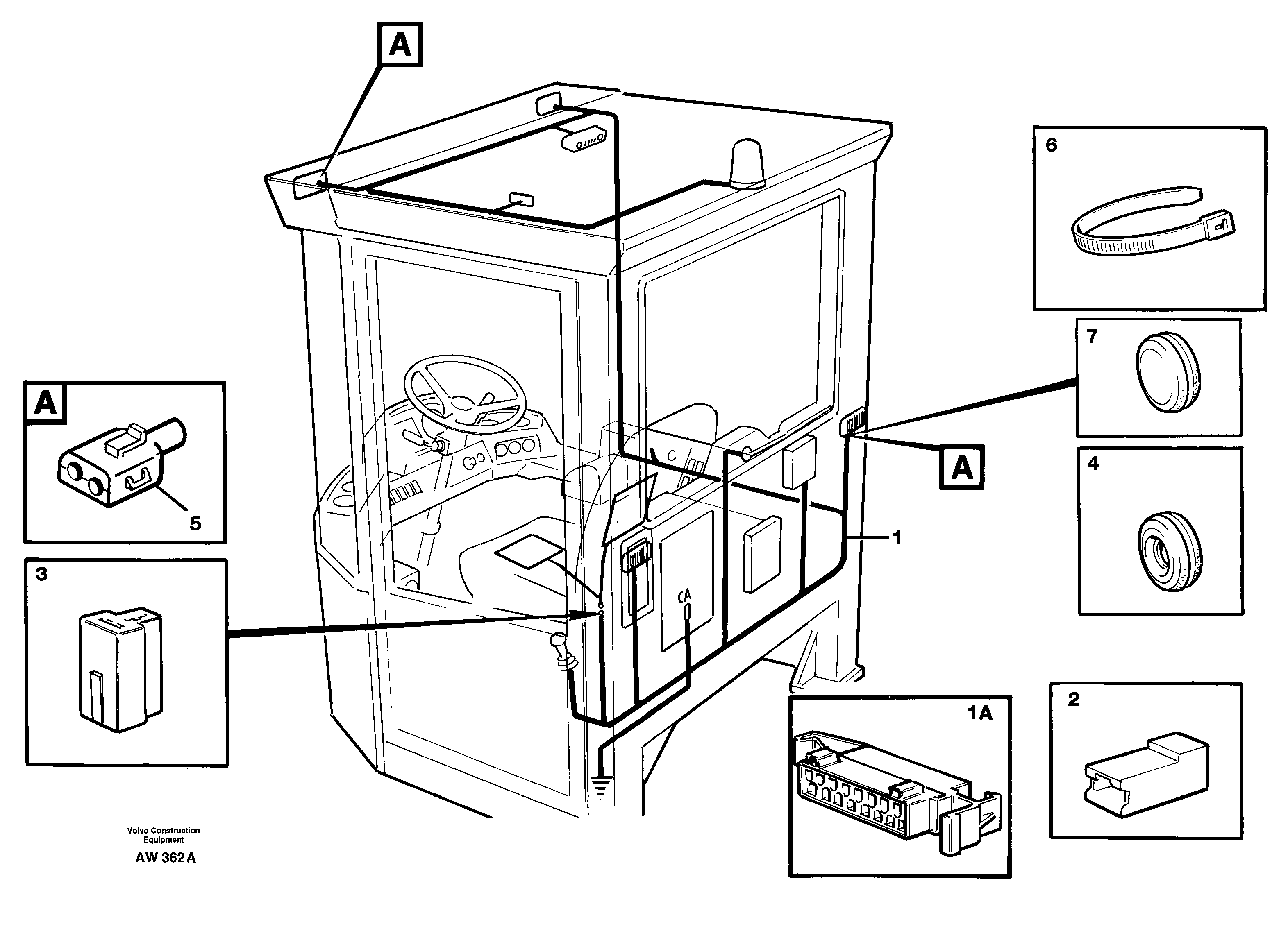 Cable harnesses, cab — volvo parts diagram