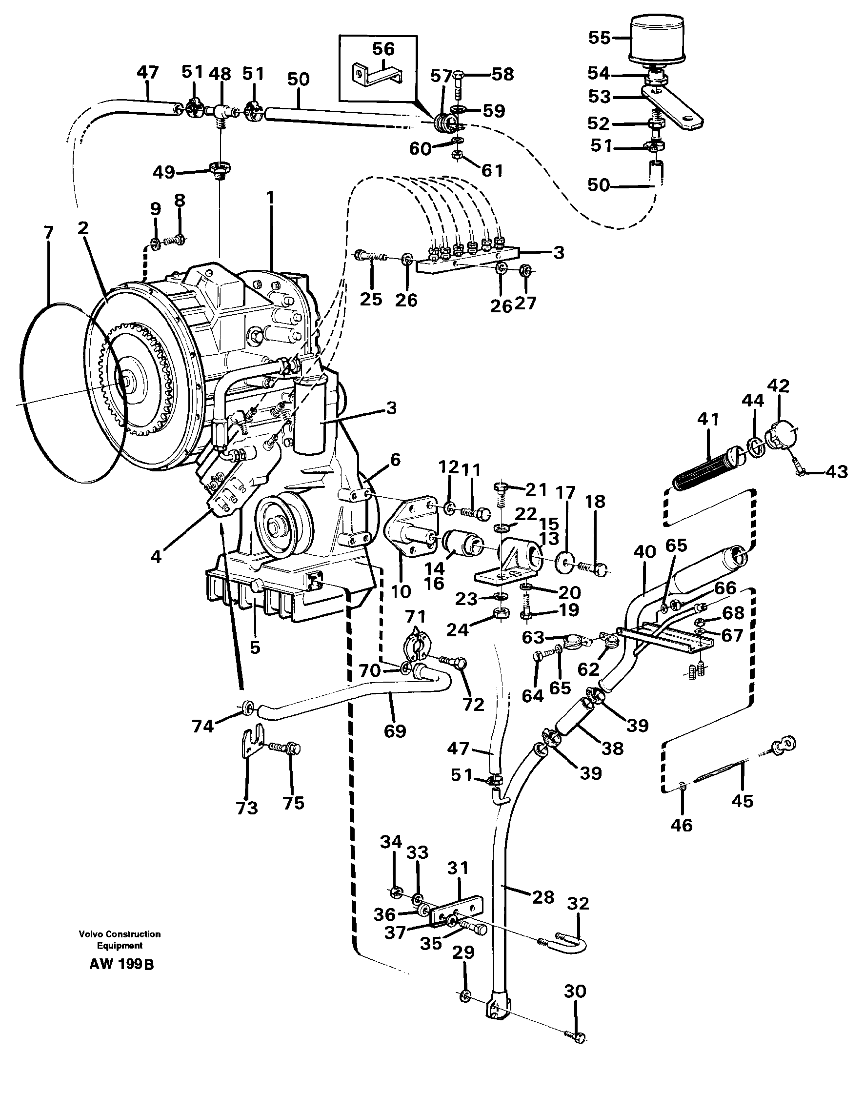 Hydraulic transmission with fitting parts — volvo parts diagram