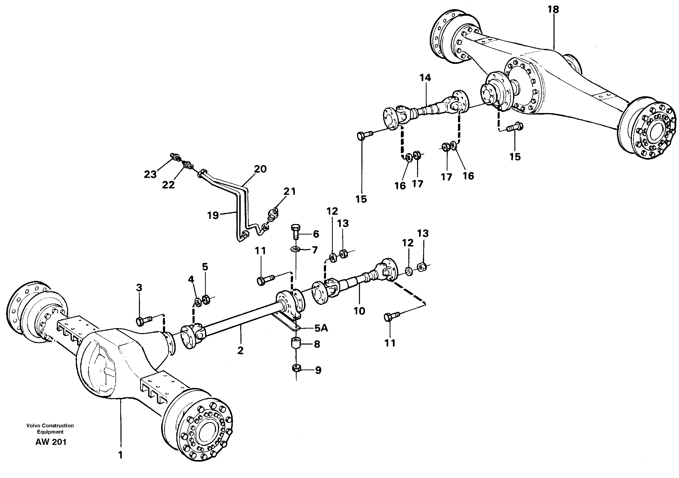 Propeller shafts with fitting parts — volvo parts diagram