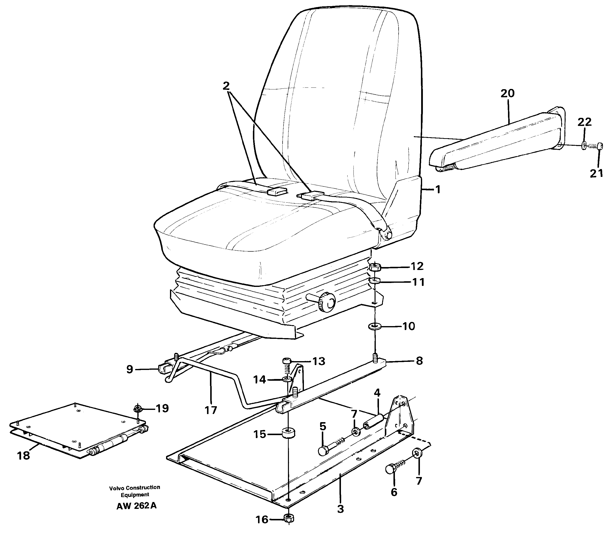 Operator seat with fitting parts — volvo parts diagram