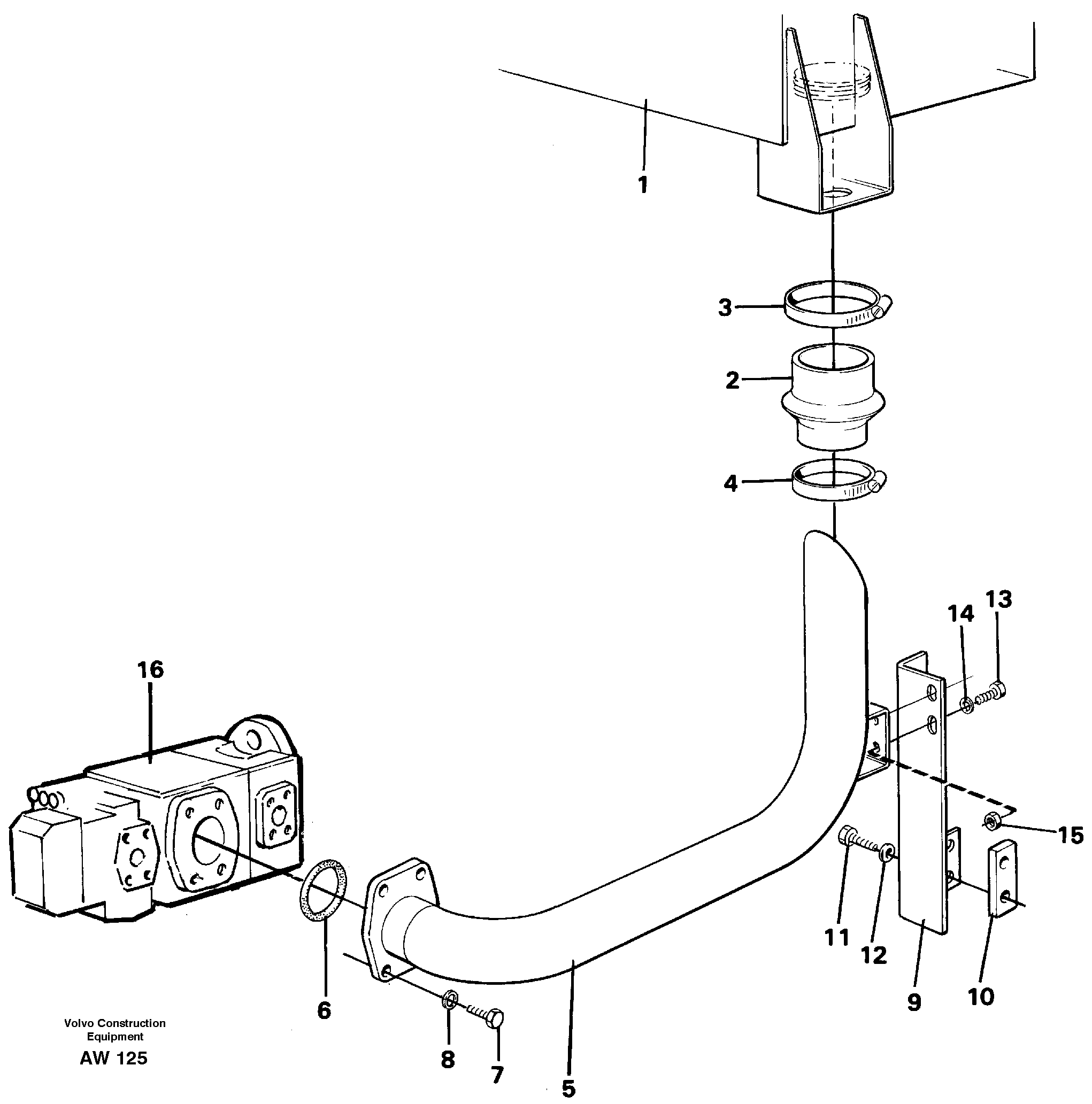 Hydraulic system, suction line.  STD,   USA,   33808,   33809 — volvo parts diagram