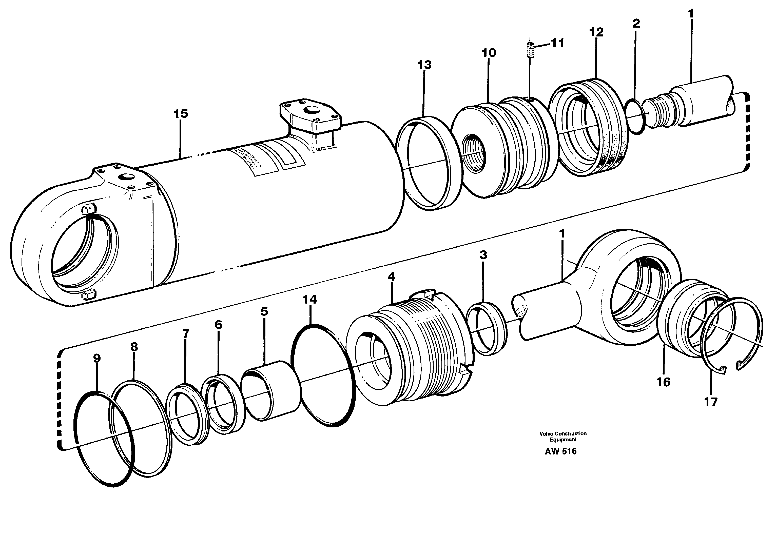 Hydraulic cylinder.  91851 L PROD — volvo parts diagram