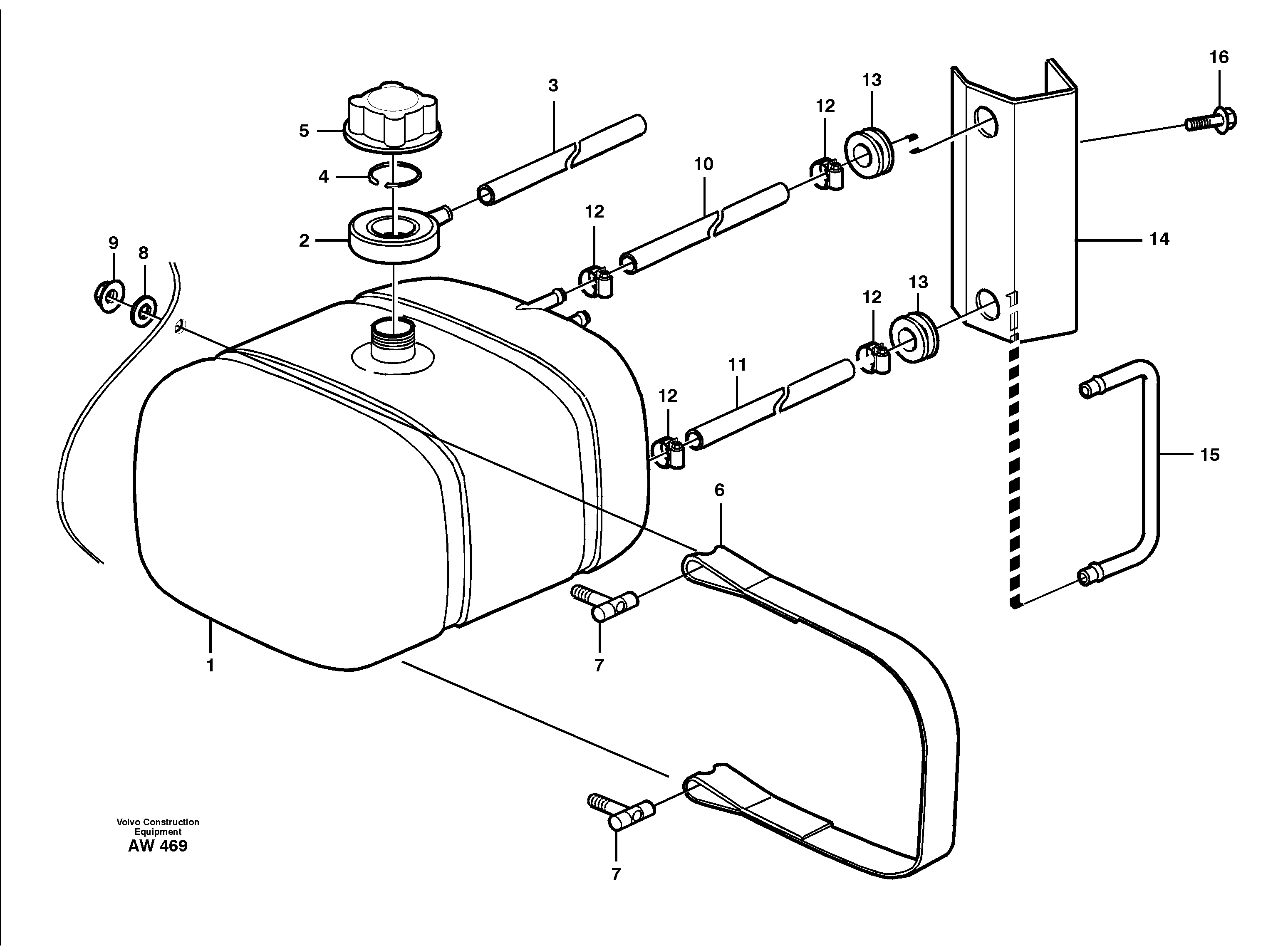 Expansion tank with fitting parts — volvo parts diagram