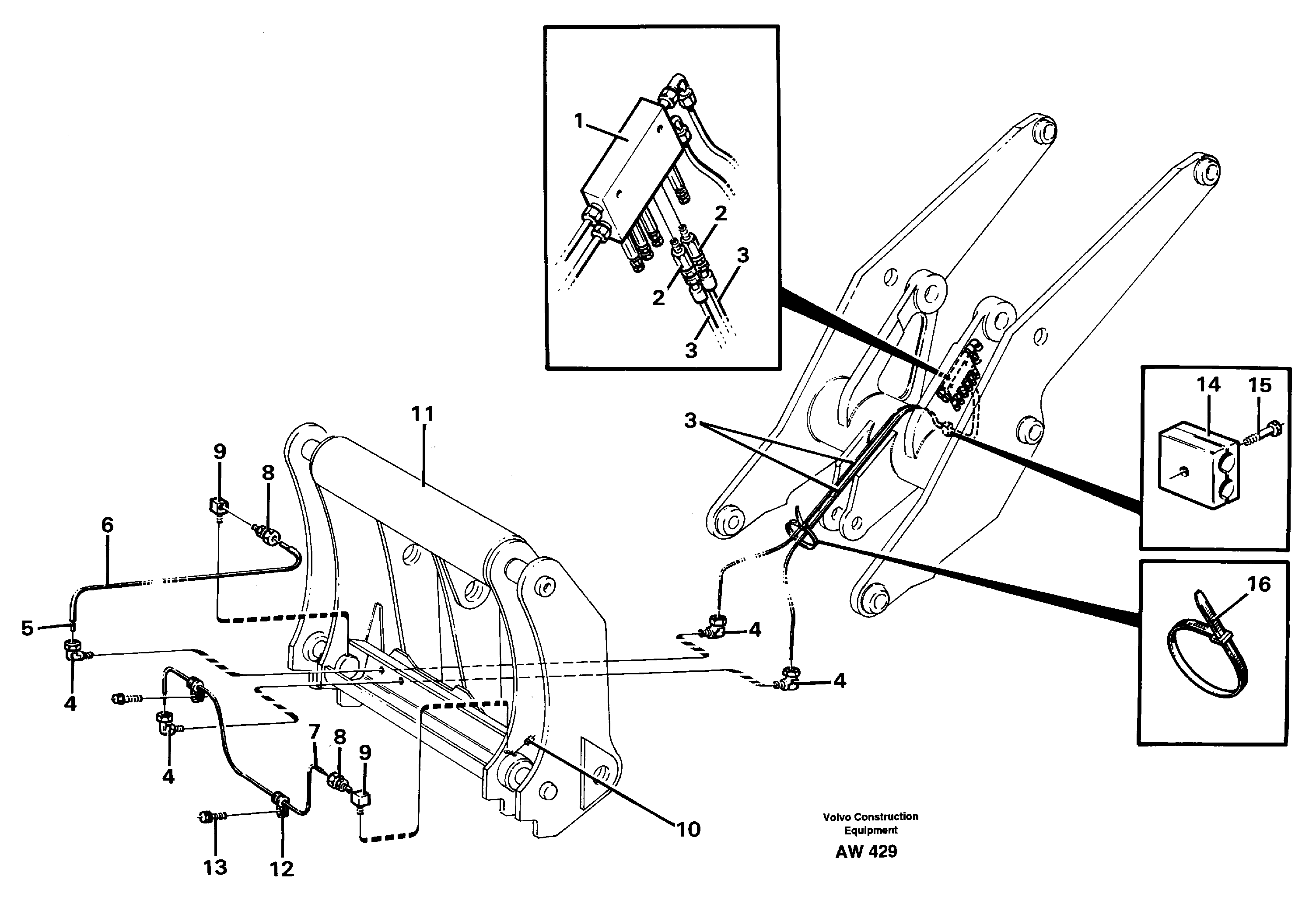 Central lubrication for tool bar.  94804 — volvo parts diagram