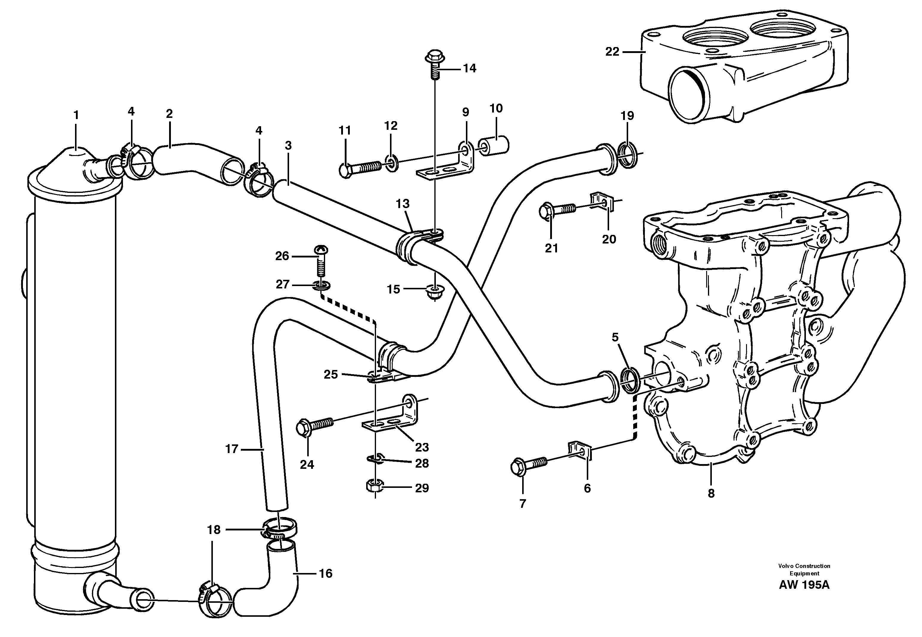Oil cooler with hoses — volvo parts diagram