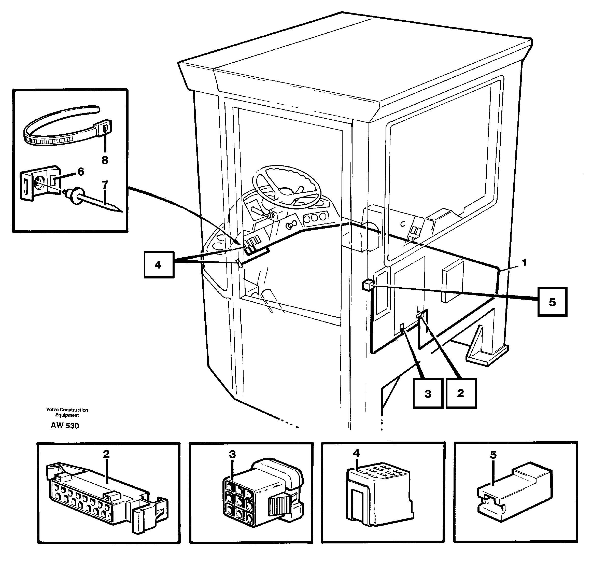 Cable harnesses, cab — volvo parts diagram