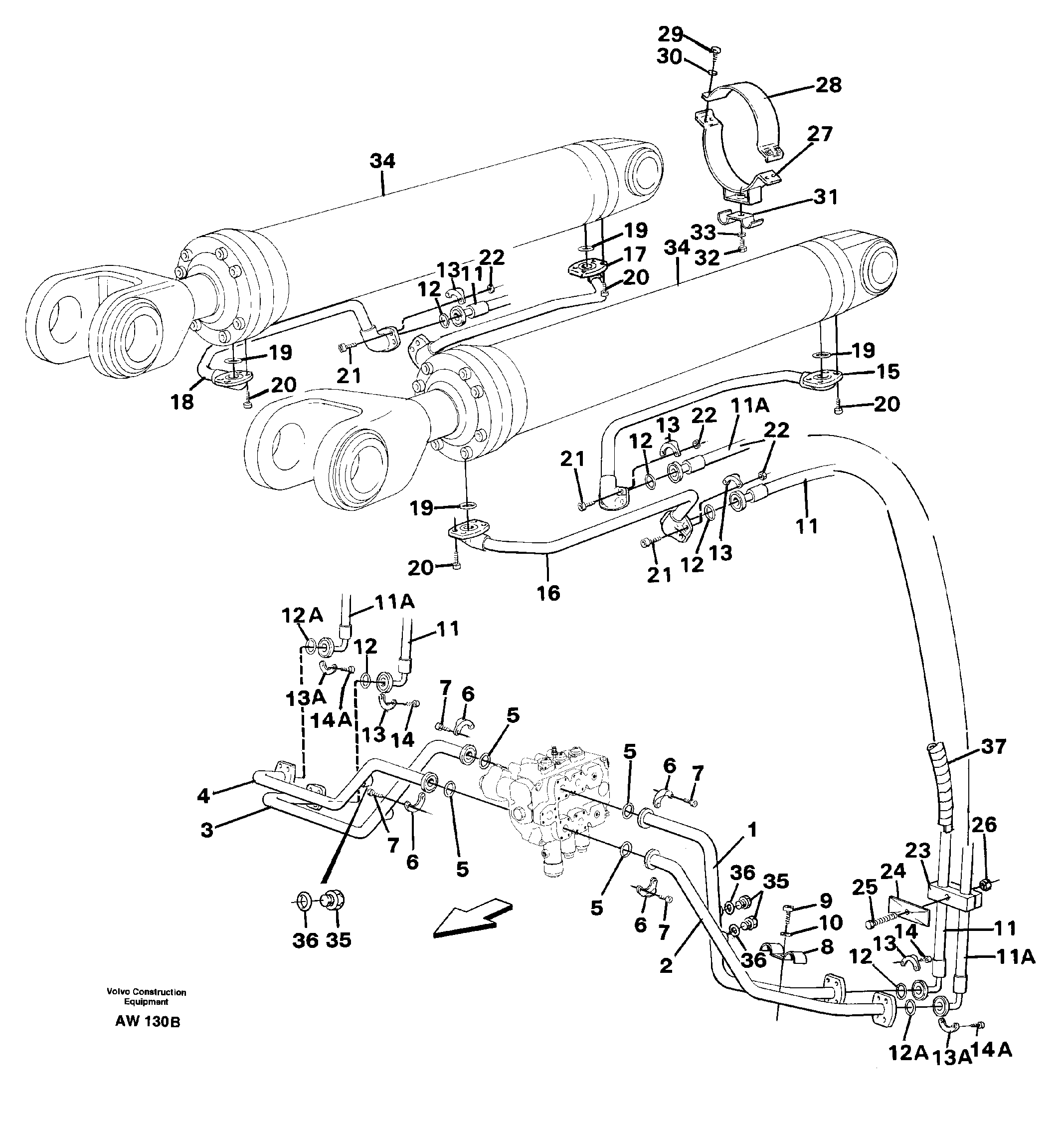 Hydraulic system, lift function.  STD,   USA,   33809 — volvo parts diagram