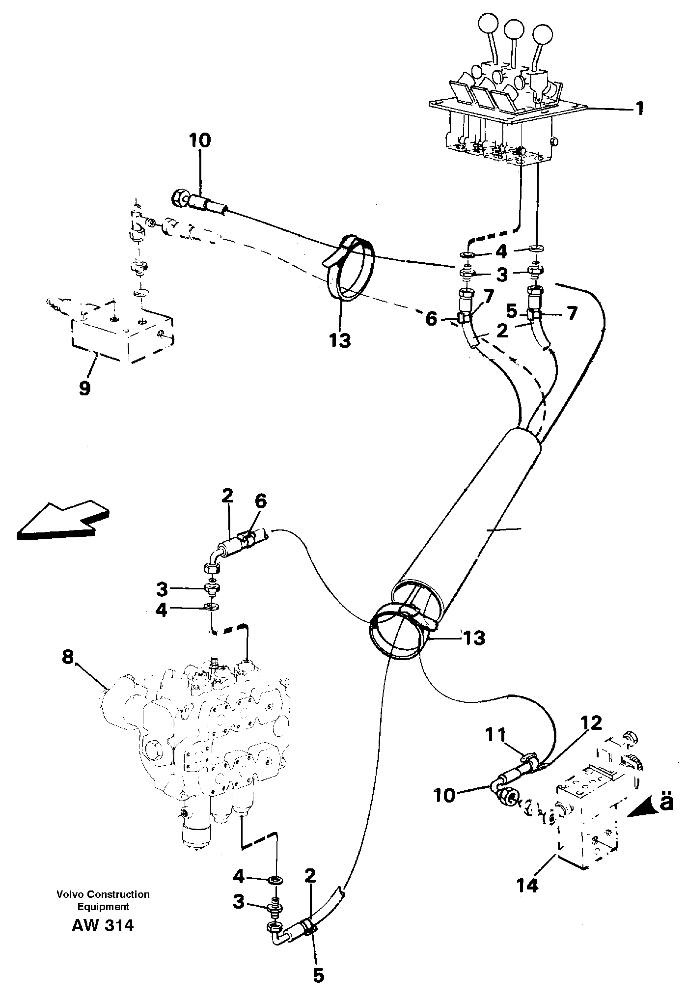 Hose for 3rd function and attachment lock.  92250 — volvo parts diagram